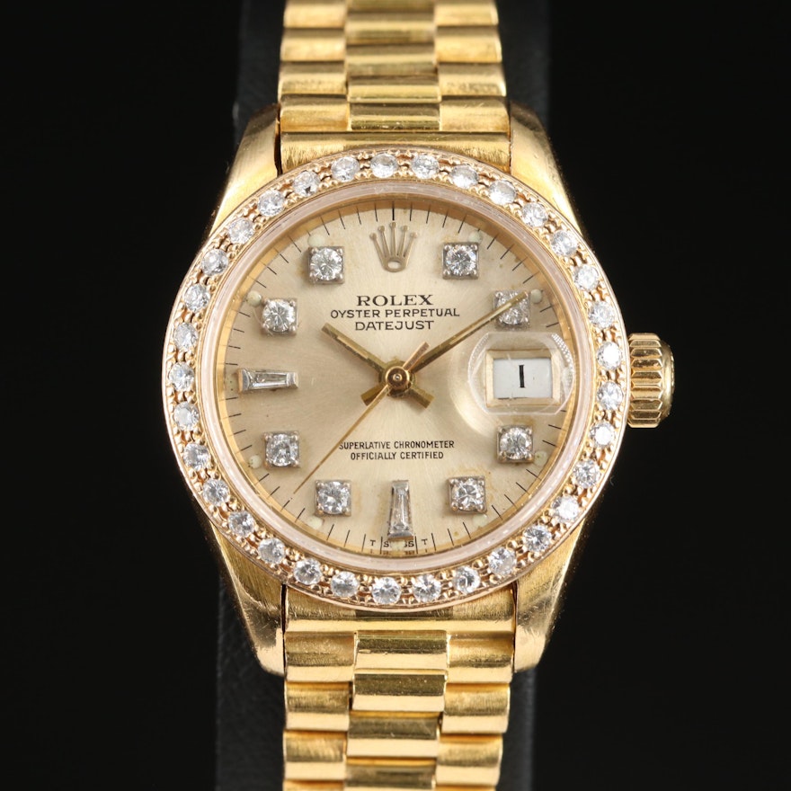 1983 Rolex Custom Diamond Bezel and Dial Datejust Wristwatch