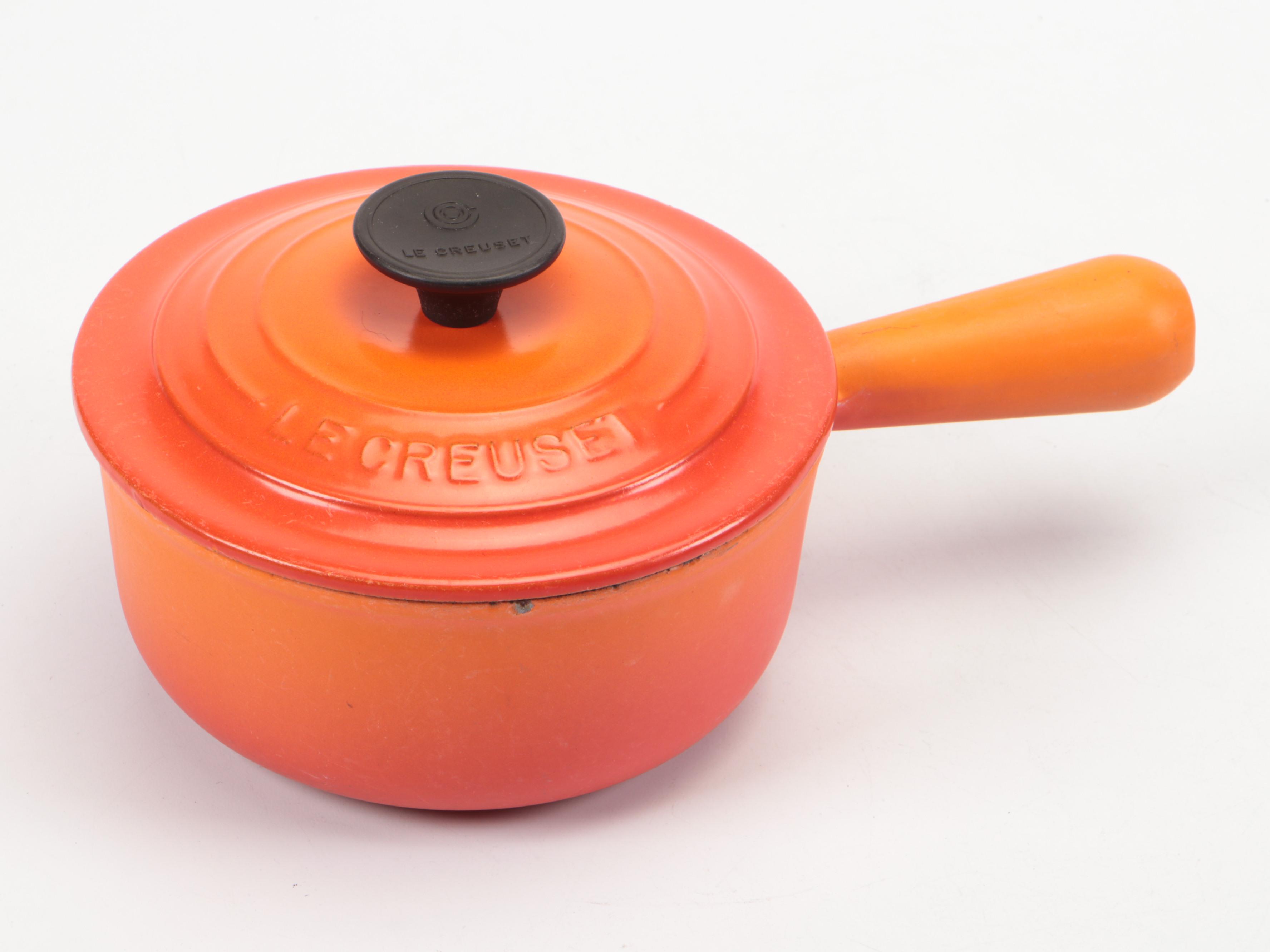 Le Creuset Enameled Cast Iron Sauce Pans and Skillet with Au Gratin Dishes