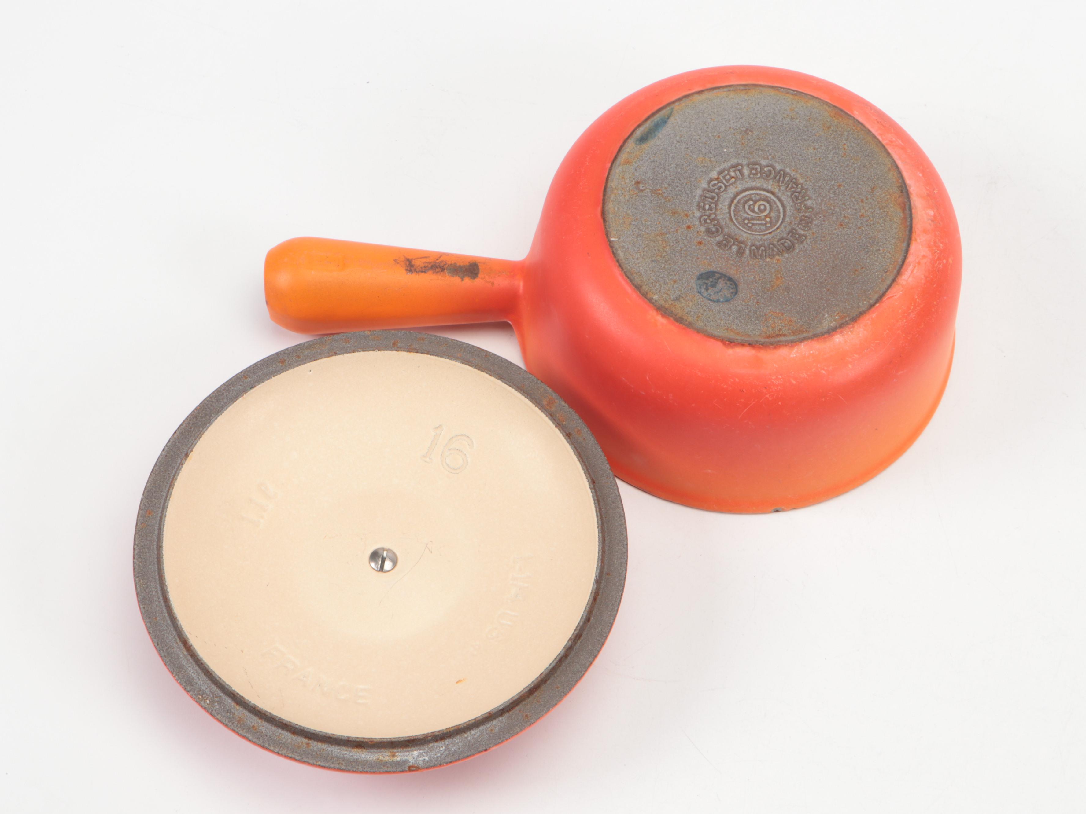 Le Creuset Enameled Cast Iron Sauce Pans and Skillet with Au Gratin Dishes