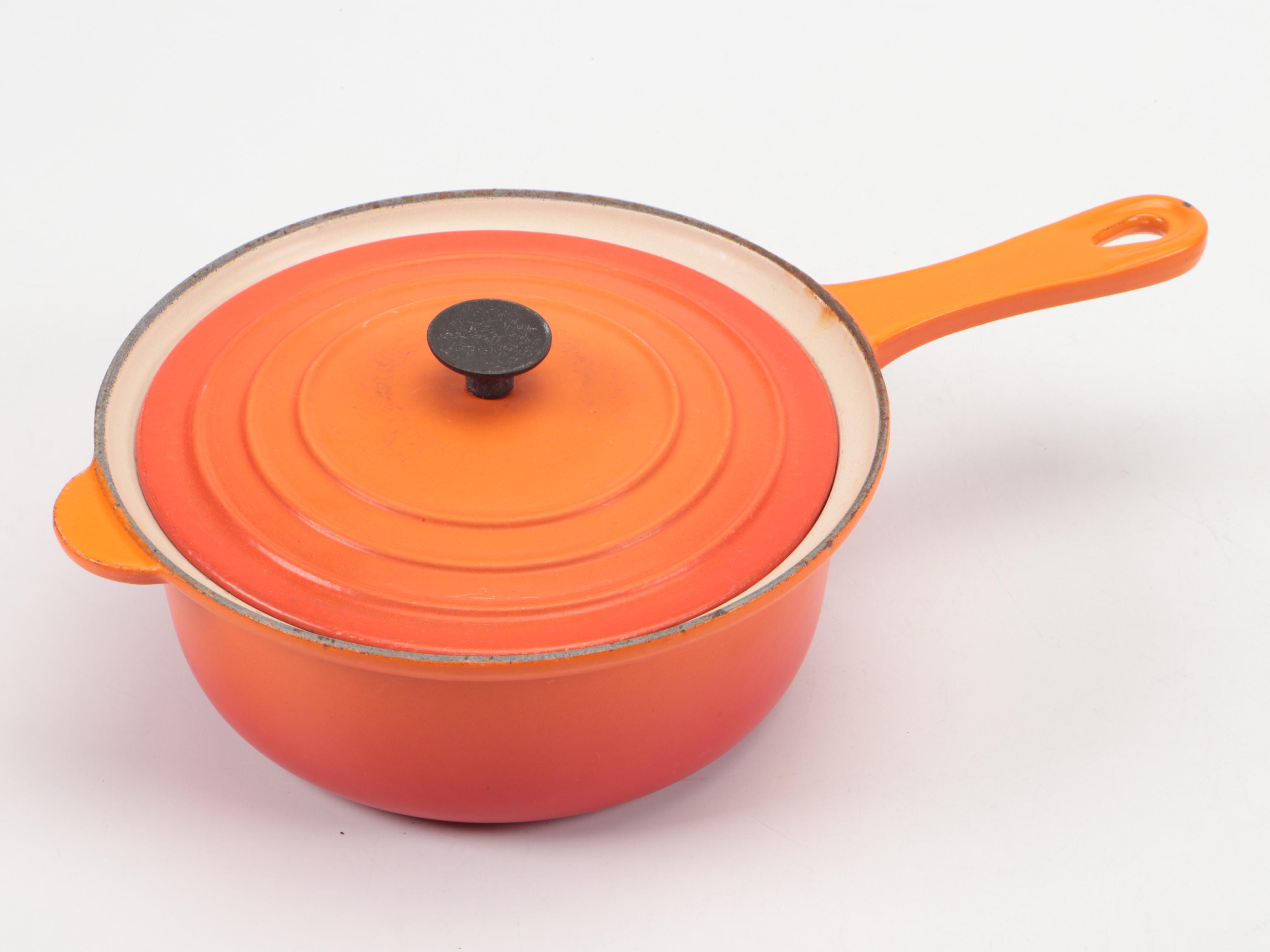 Le Creuset Enameled Cast Iron Sauce Pans and Skillet with Au Gratin Dishes