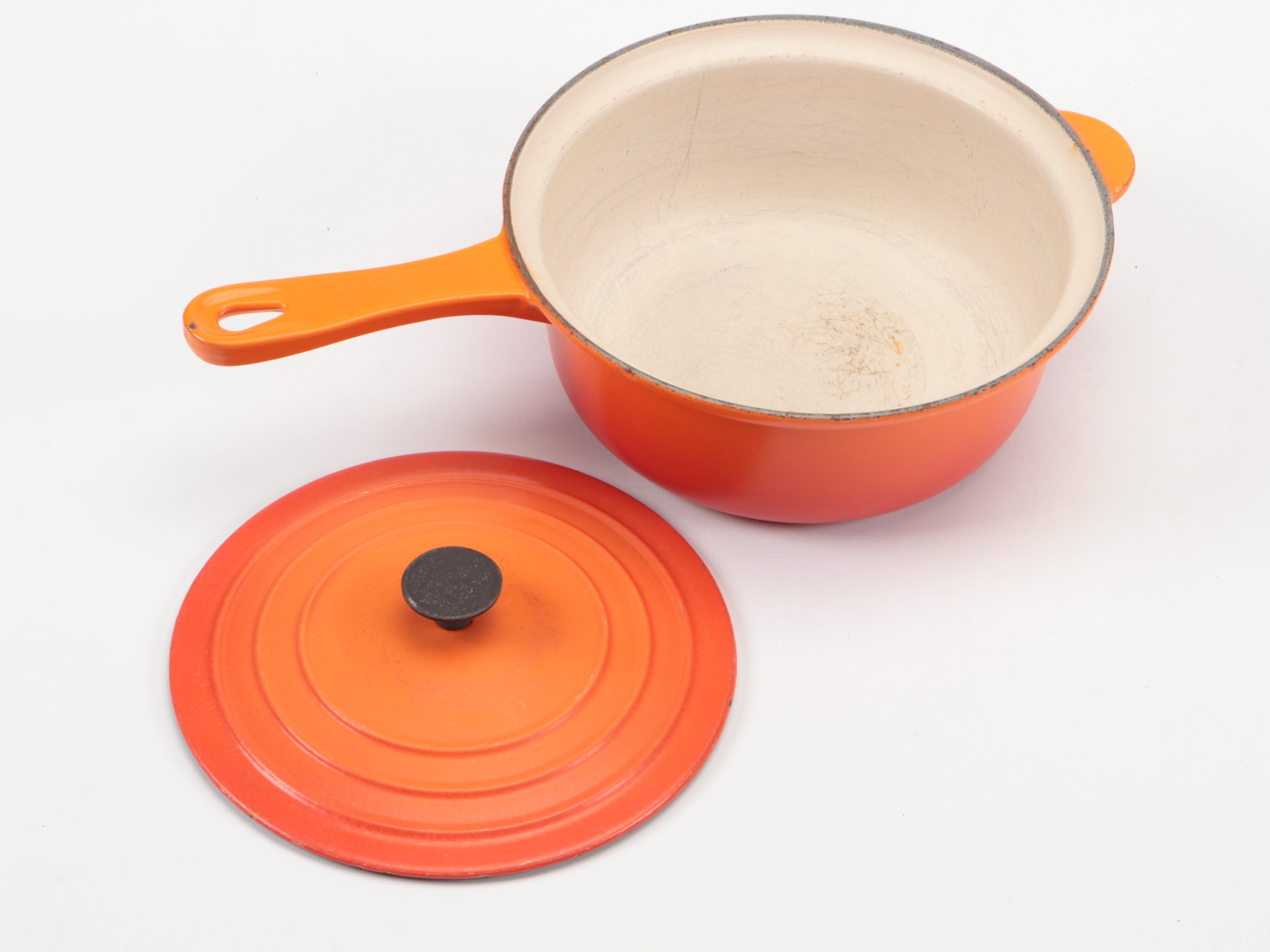 Le Creuset Enameled Cast Iron Sauce Pans and Skillet with Au Gratin Dishes