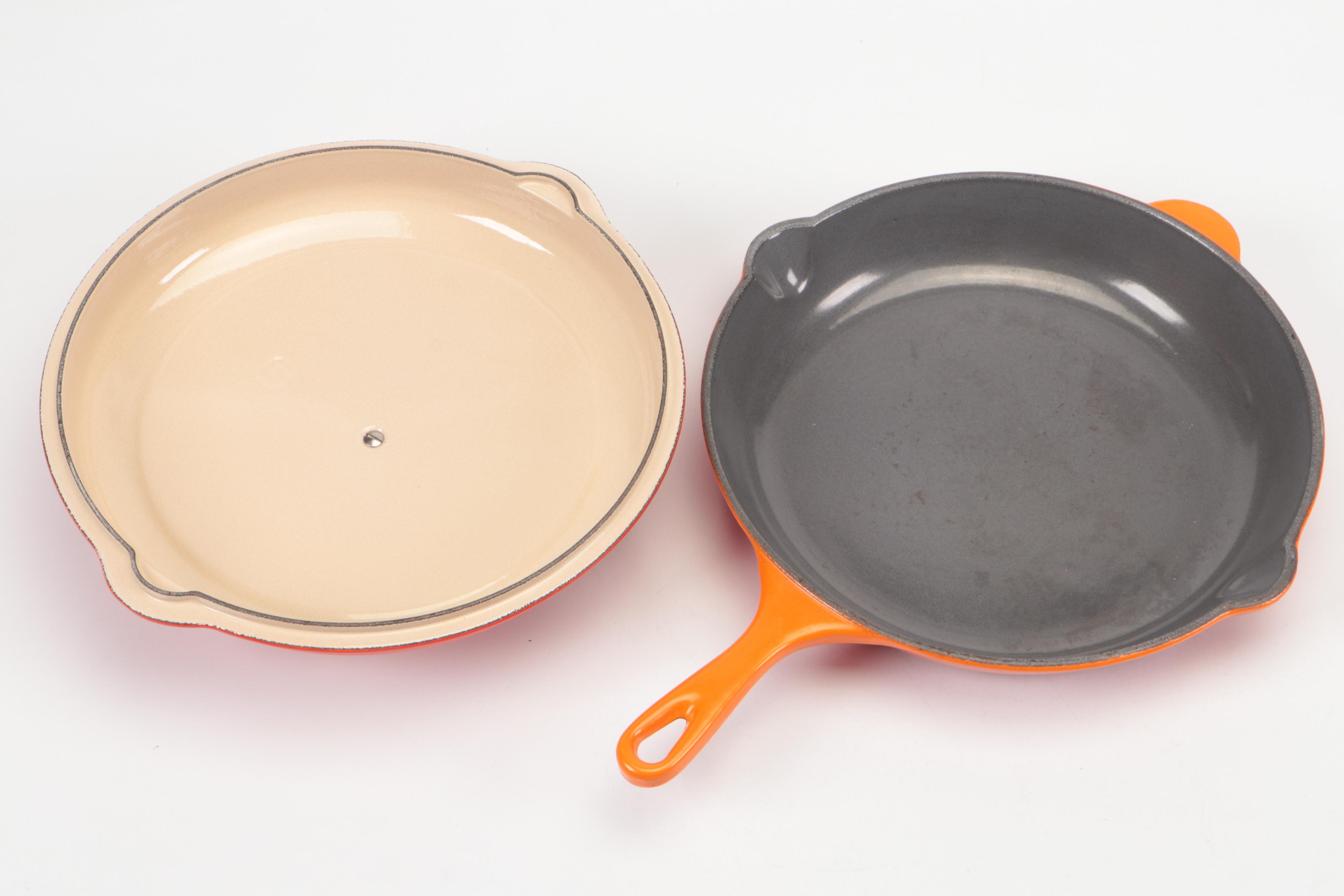 Le Creuset Enameled Cast Iron Sauce Pans and Skillet with Au Gratin Dishes