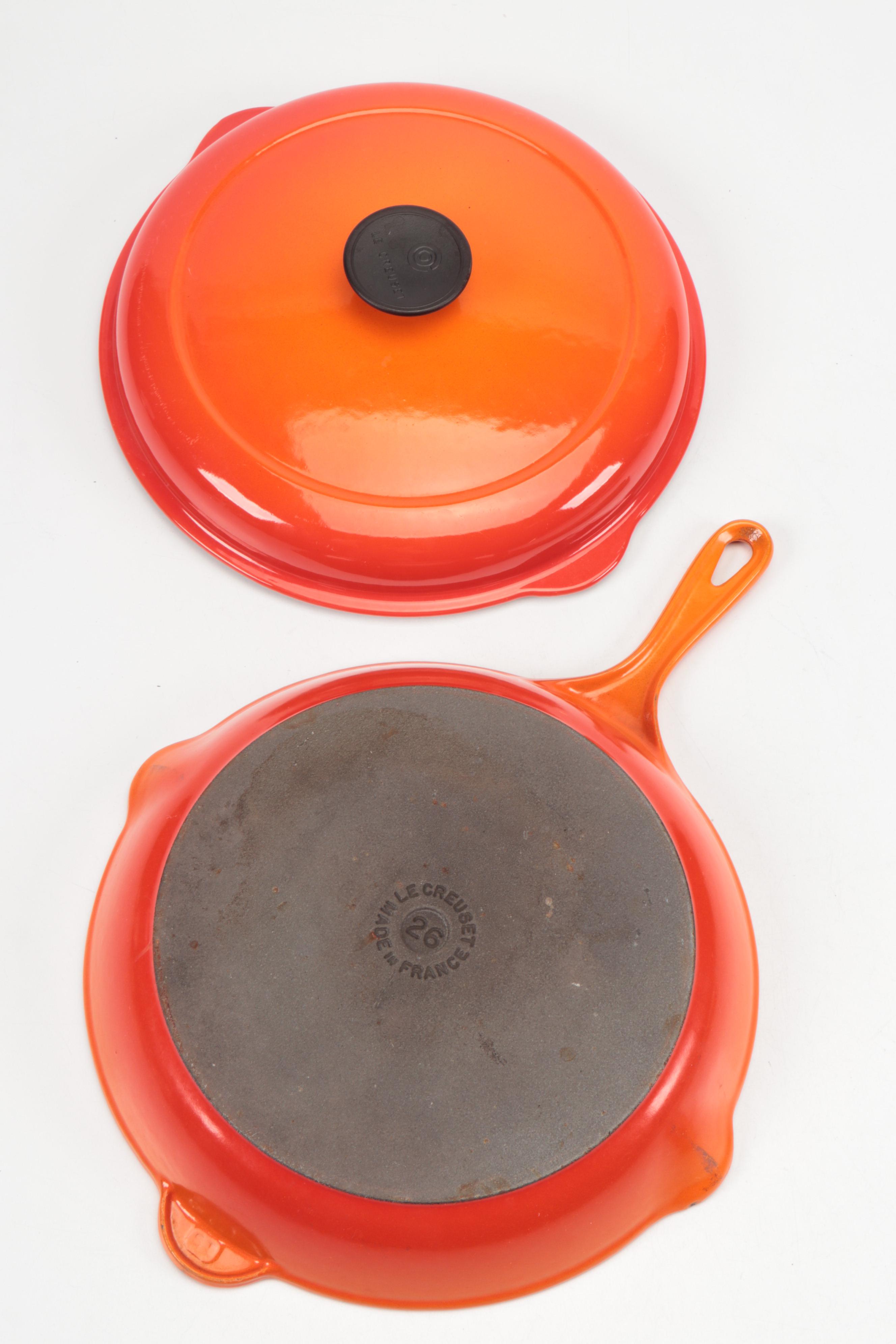 Le Creuset Enameled Cast Iron Sauce Pans and Skillet with Au Gratin Dishes