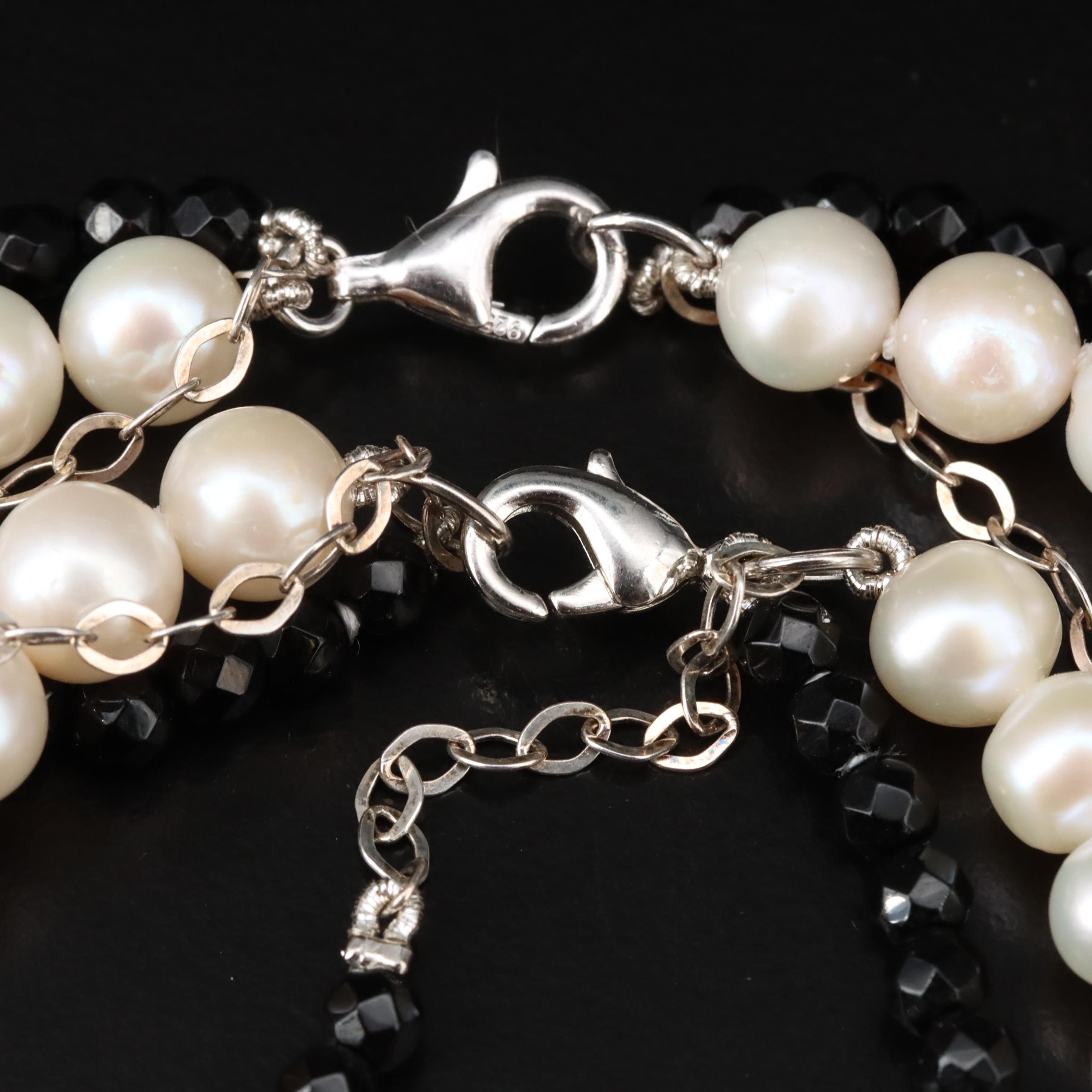 Sterling Pearl and Black Onyx Jewelry Set