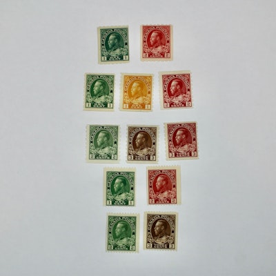 Group of Canada Coil Postage Stamps, Scott #s 123 to 134