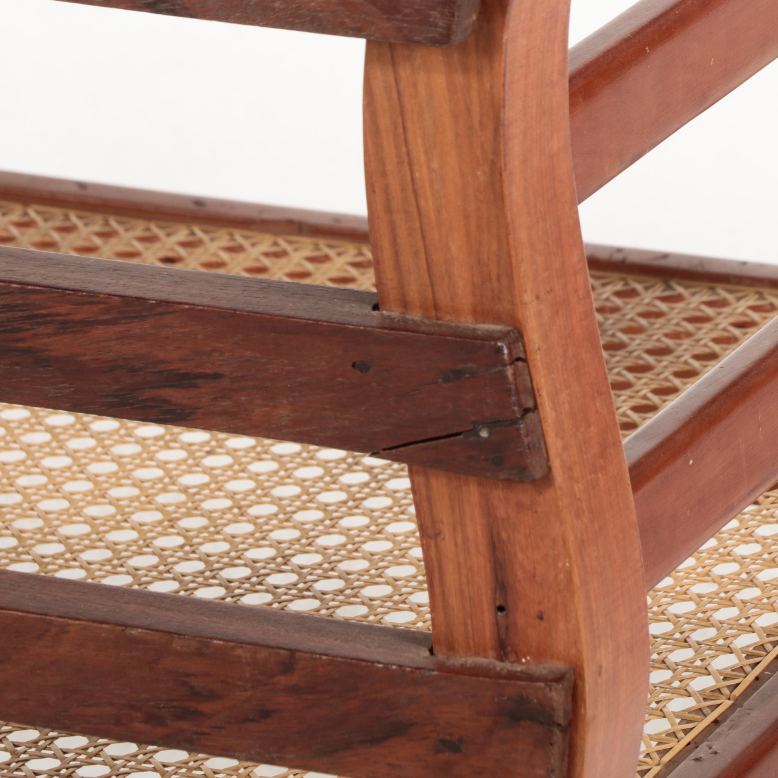 Empire Style Mahogany Bench with Cane Seat,  19th Century