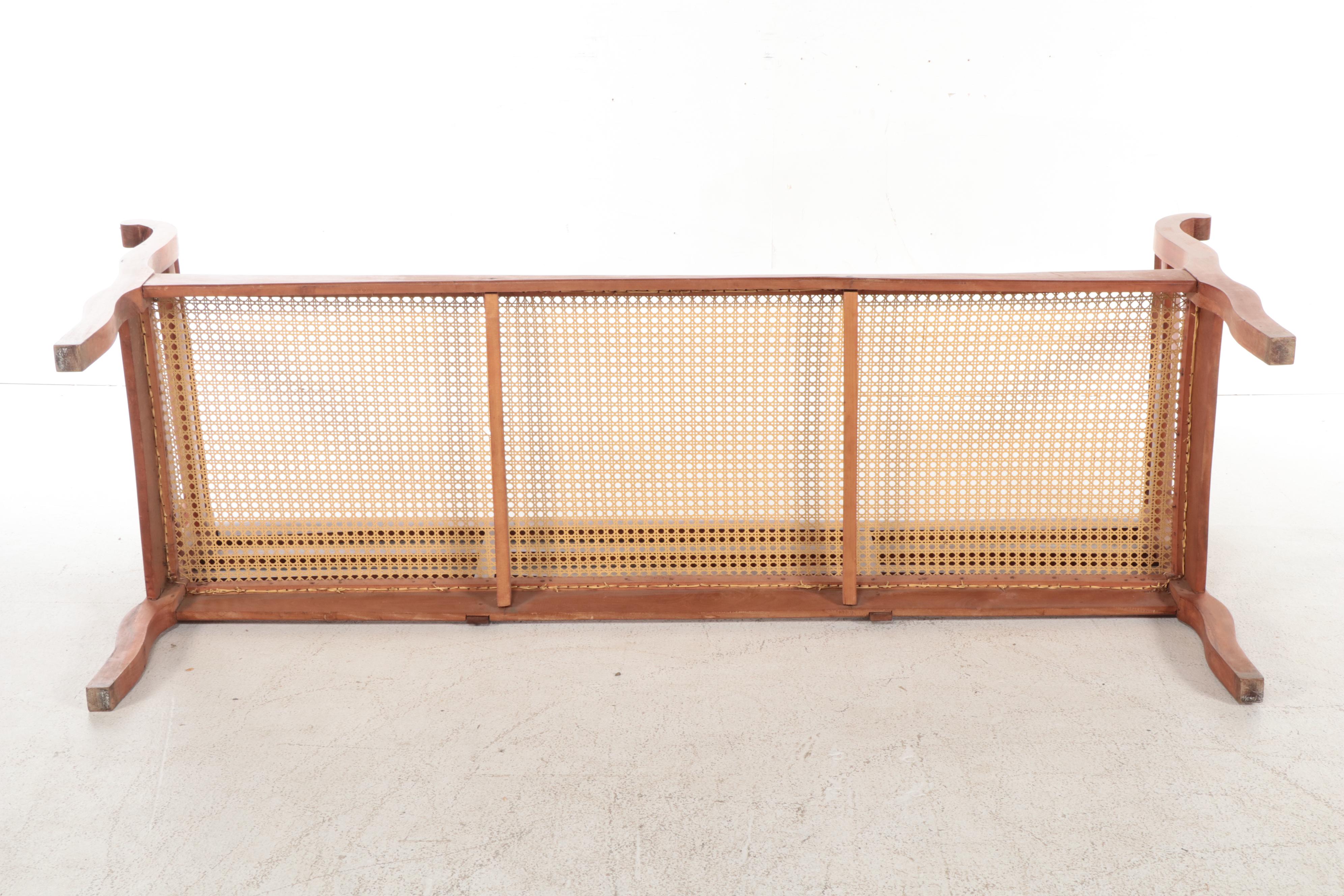 Empire Style Mahogany Bench with Cane Seat,  19th Century