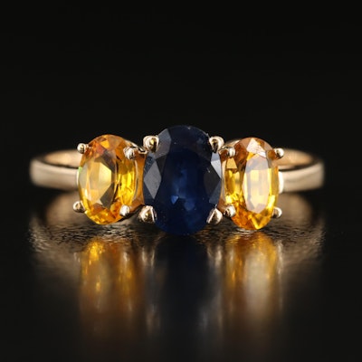 14K Sapphire Three Stone Ring