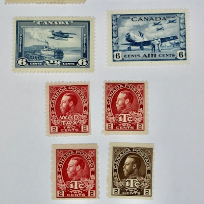 Group of Canada Air Mail Stamps and War Tax Stamps