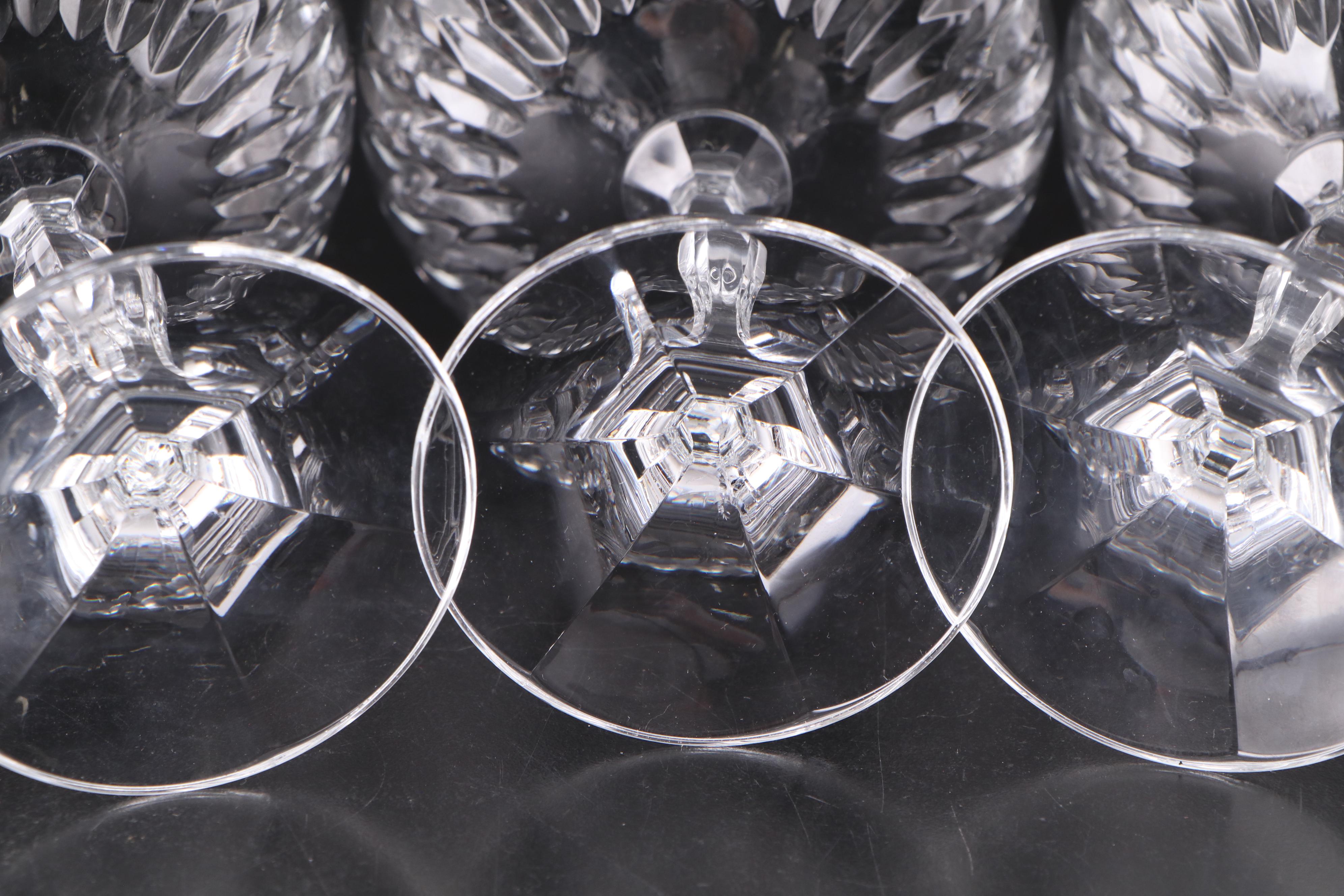 Cut Crystal Champagne Coupes with Gold Rim Glass Candy Dish