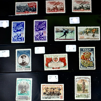 Thirty-Seven Different Mint Hinged Postage Stamps From Russia