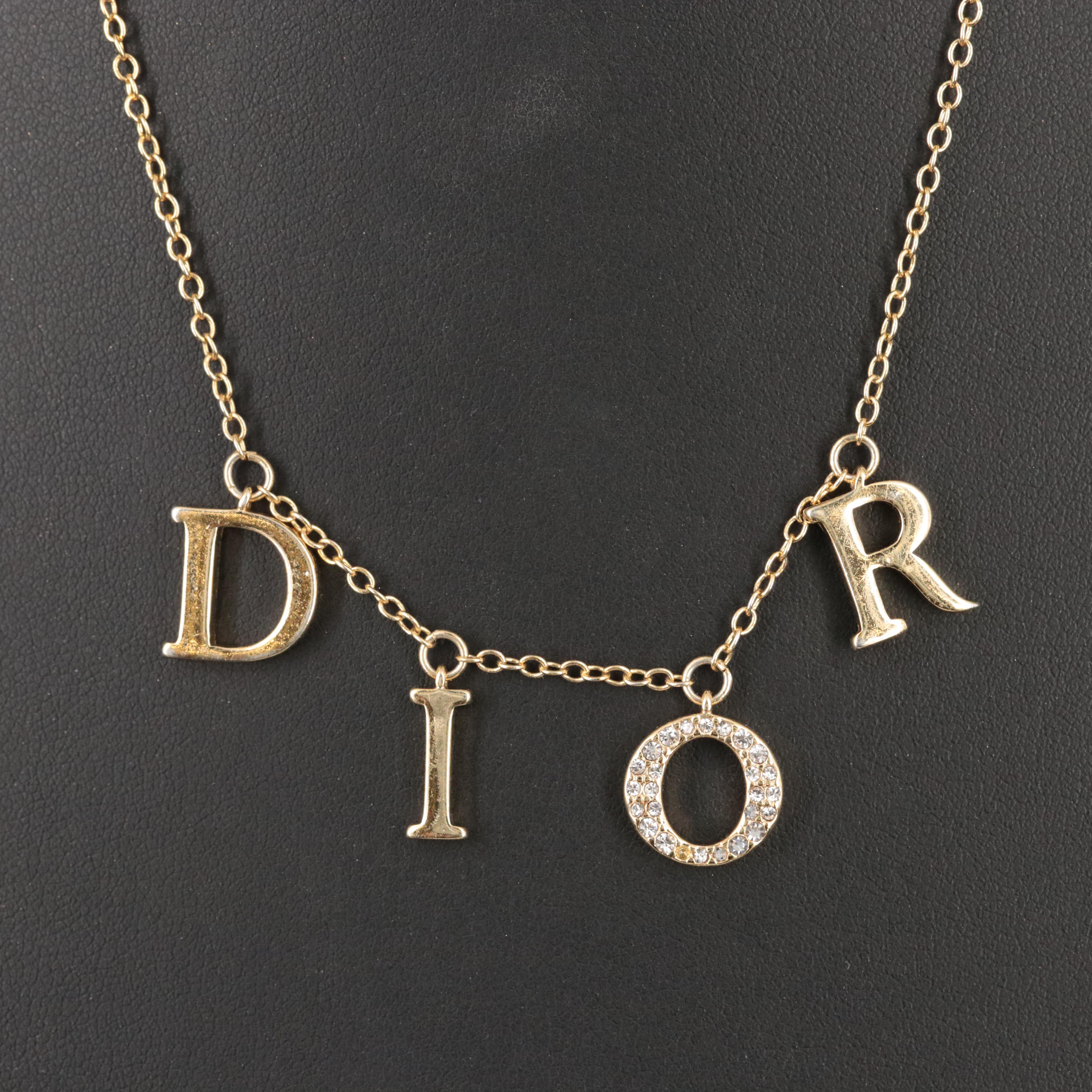 Dior Letter Necklace with Glass Crystal Everything But The House