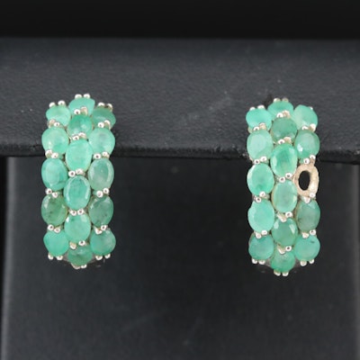 Sterling Emerald Hoop Earrings