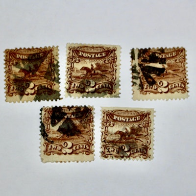 Fourteen Early Used U.S. Postage Stamps