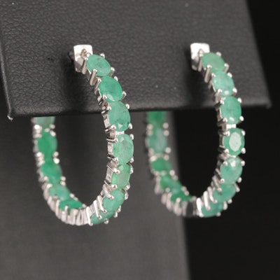 Sterling Emerald Inside-Out Hoops