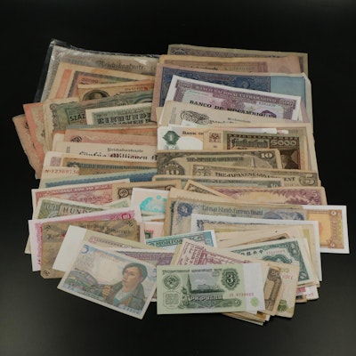 Group of One Hundred Two Pieces of Various Foreign Currency Notes
