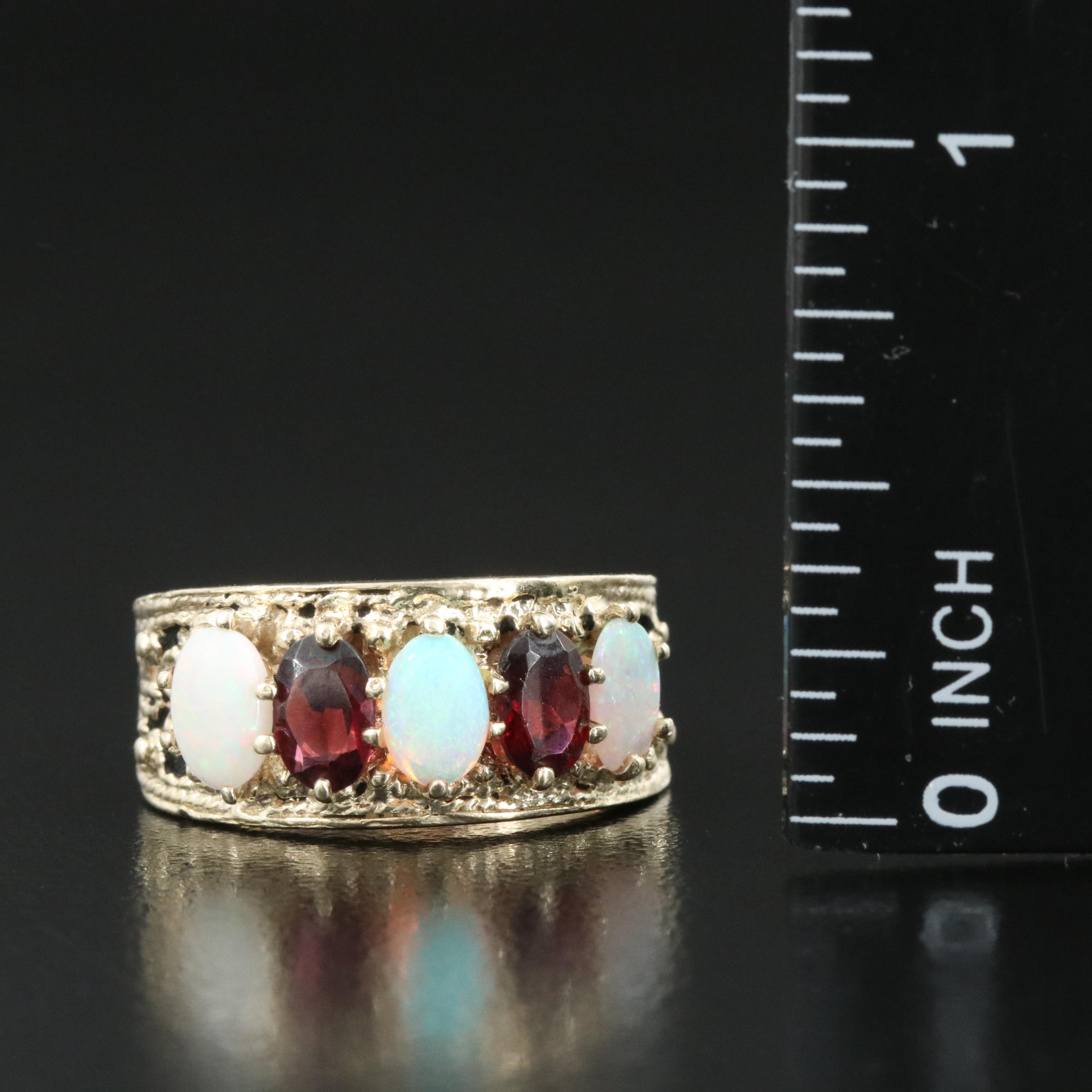 10K Opal and Garnet Ring
