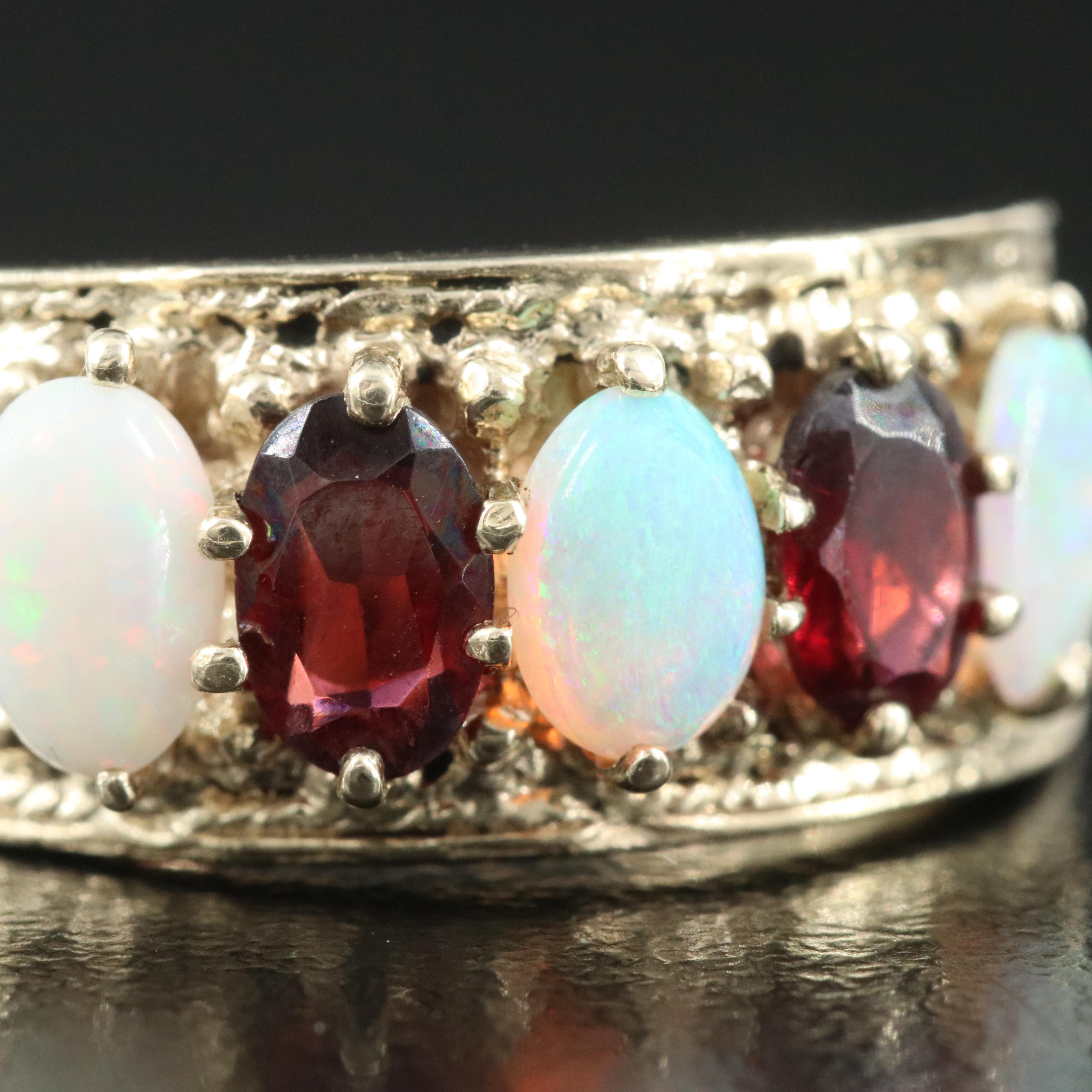 10K Opal and Garnet Ring