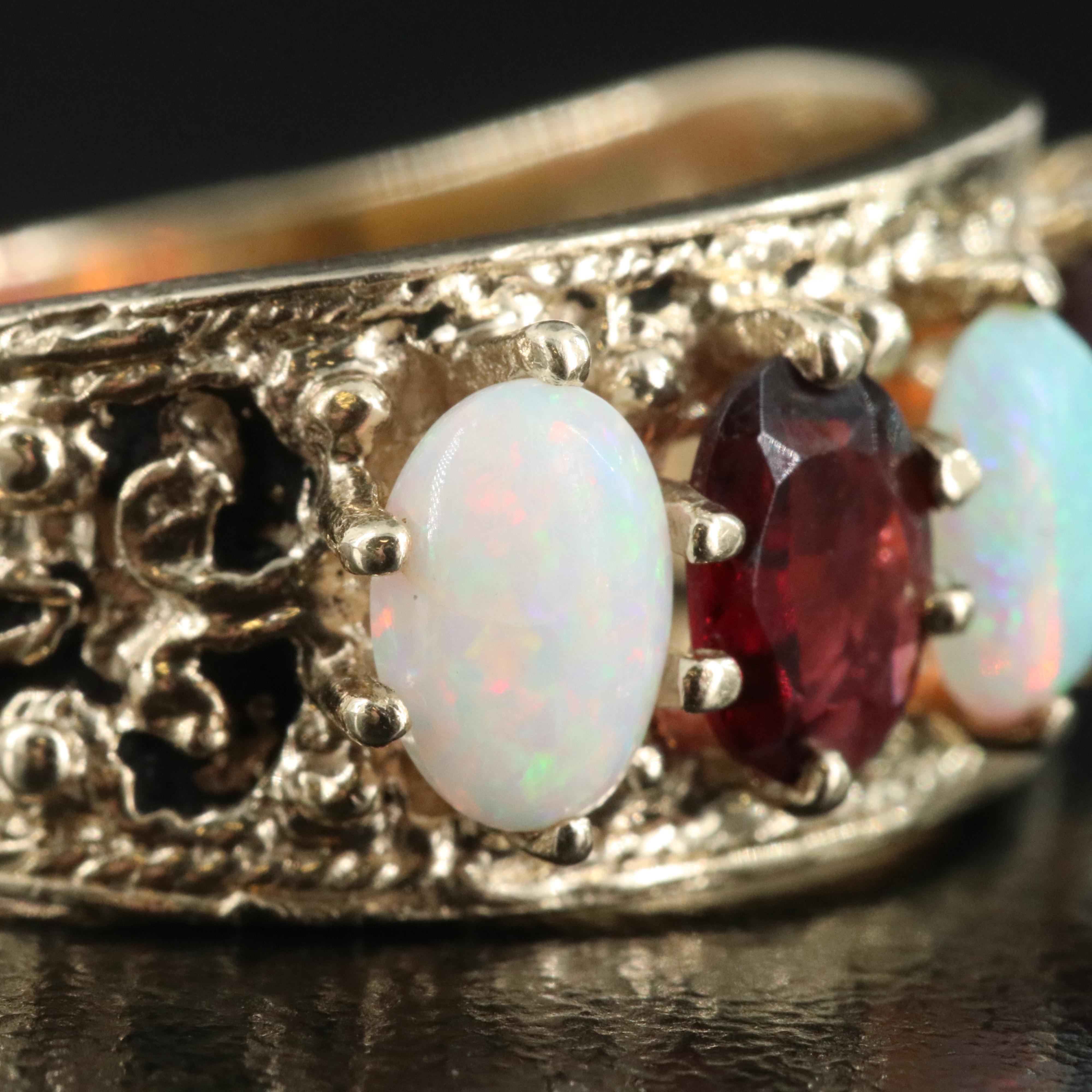 10K Opal and Garnet Ring