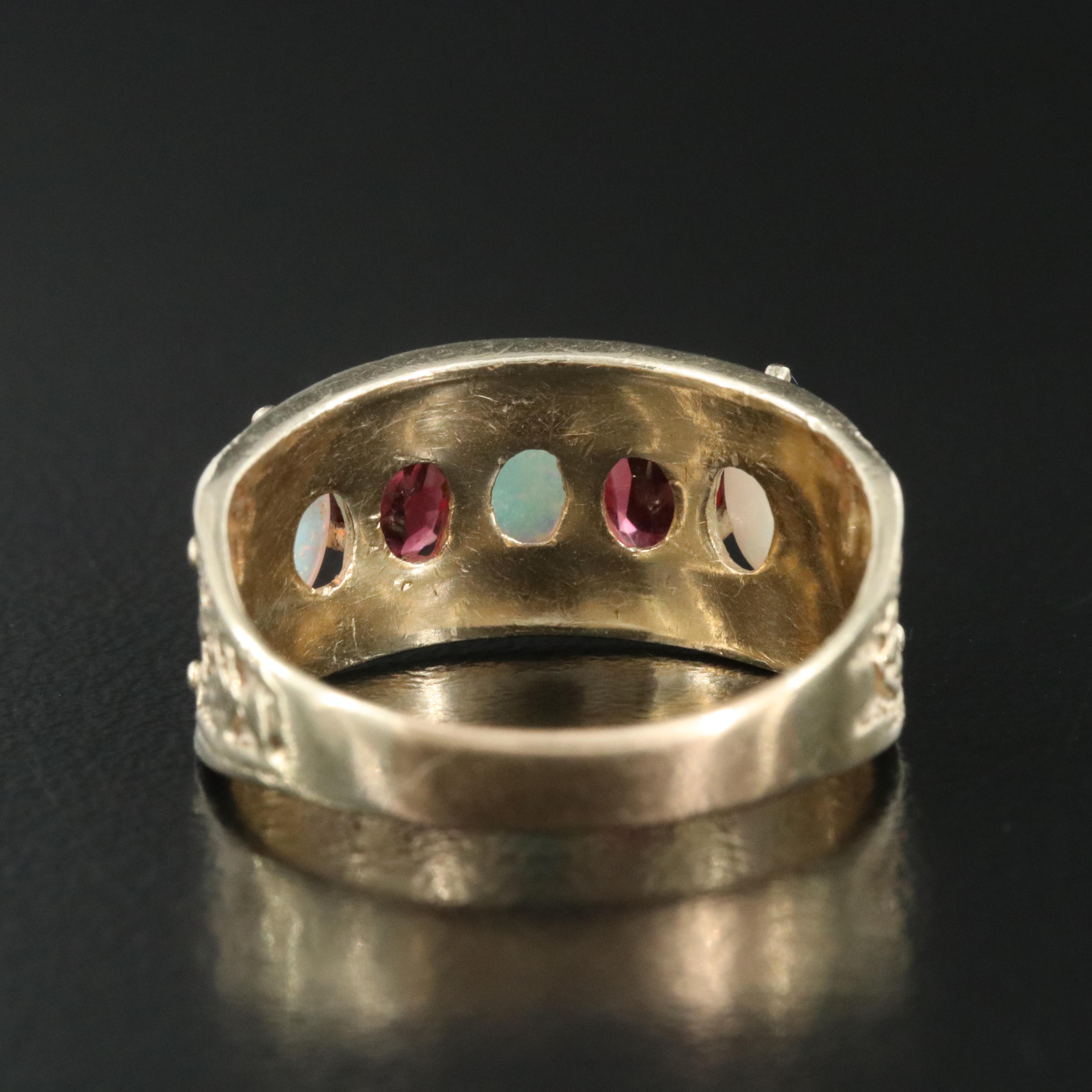 10K Opal and Garnet Ring