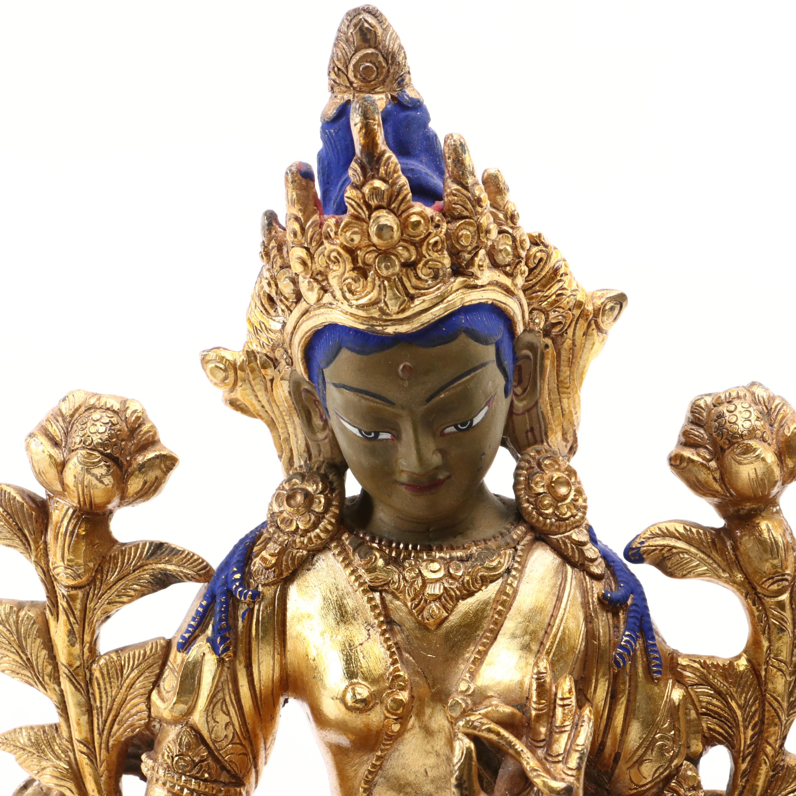 Tibetan Bronze Tara, Japanese Bronze Candlestick, Vantine's Iron Censer and More