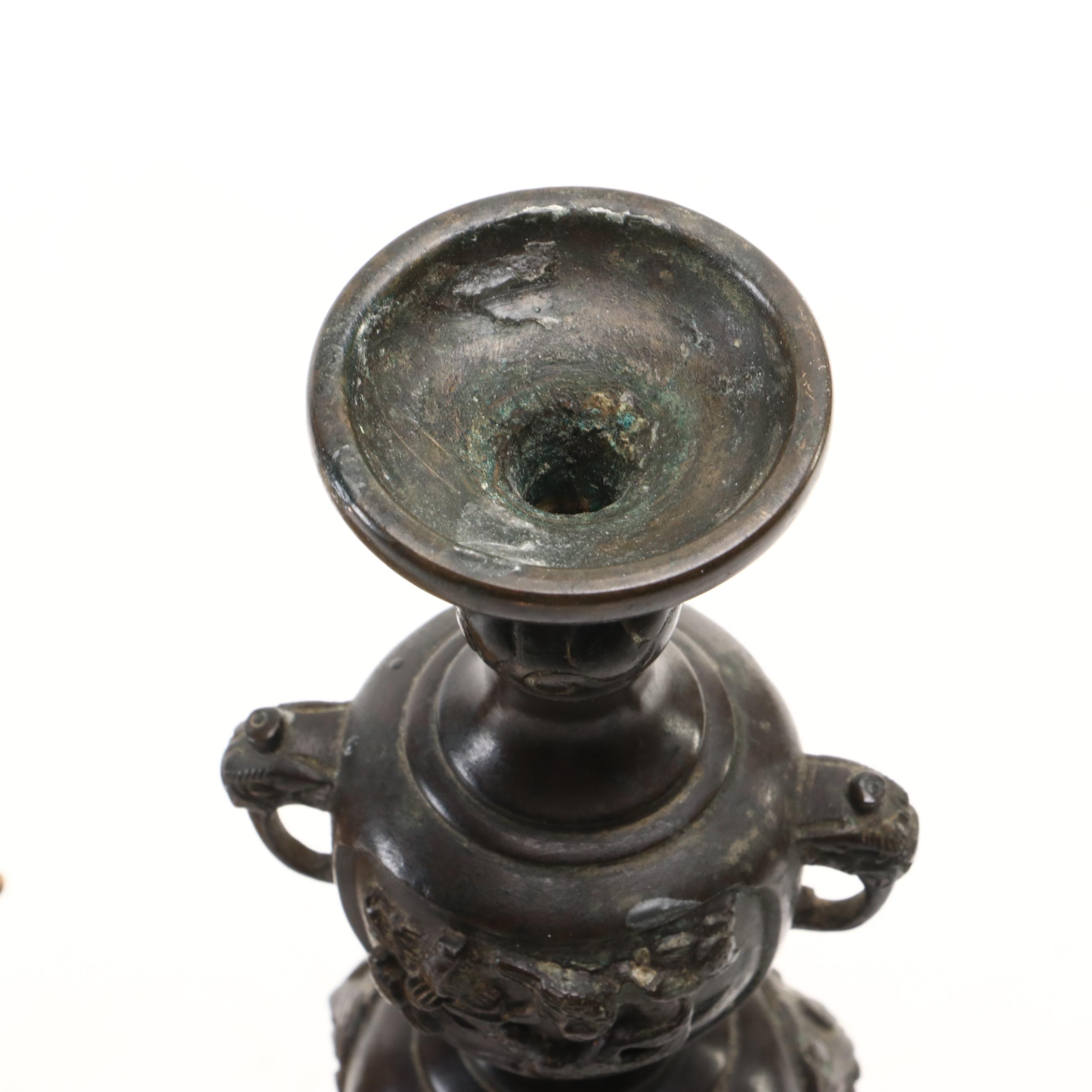 Tibetan Bronze Tara, Japanese Bronze Candlestick, Vantine's Iron Censer and More