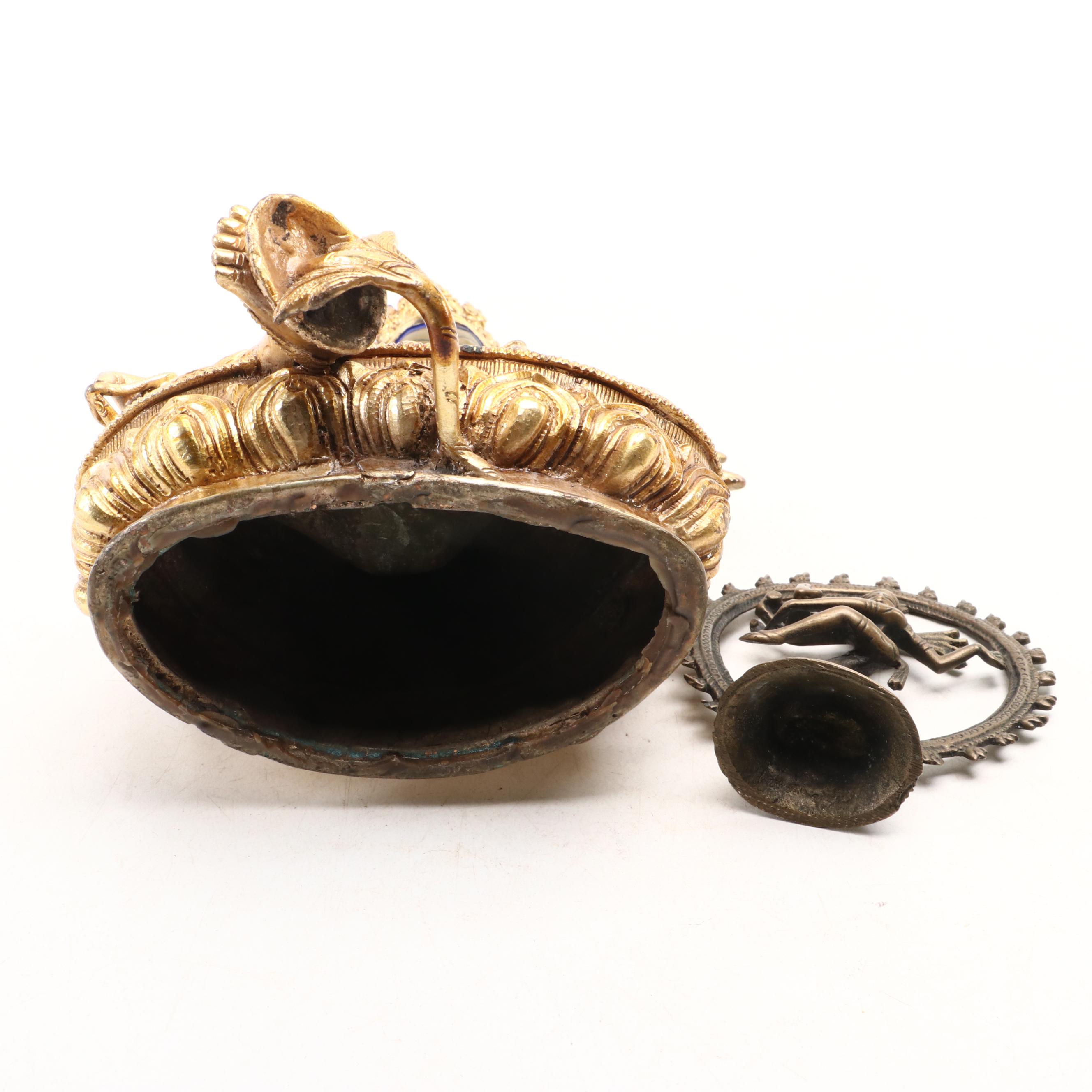 Tibetan Bronze Tara, Japanese Bronze Candlestick, Vantine's Iron Censer and More