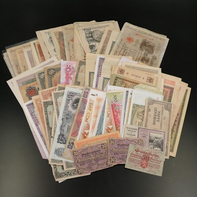 Group of Eighty-Three Pieces of Various Foreign Currency Notes