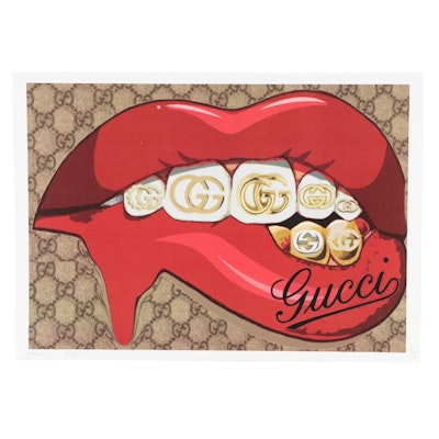 Death NYC Pop Art Graphic Print of Gucci x Lips, 2023