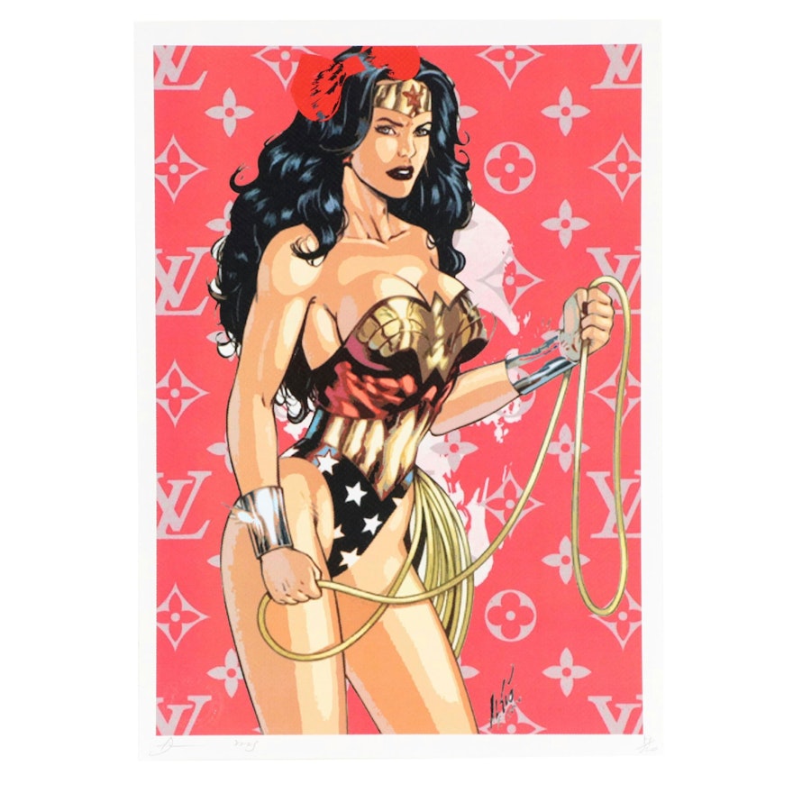 Death NYC Pop Art Graphic Print of Wonder Woman x Louis Vuitton, 2023