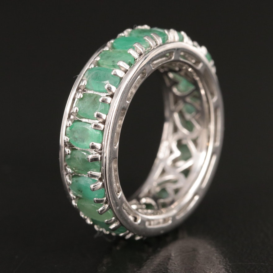 Sterling Emerald Spinner Eternity Ring