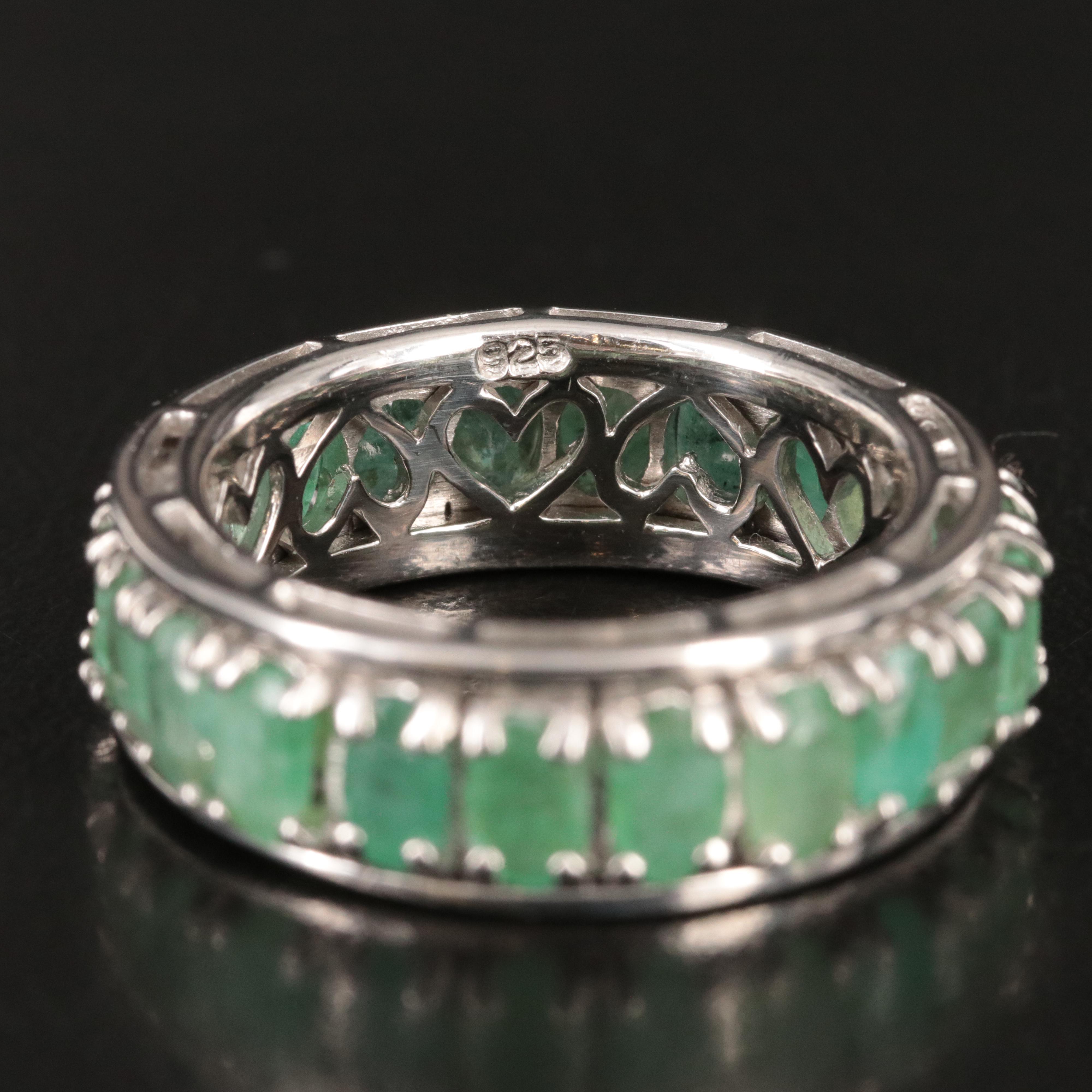 Sterling Emerald Spinner Eternity Ring EBTH