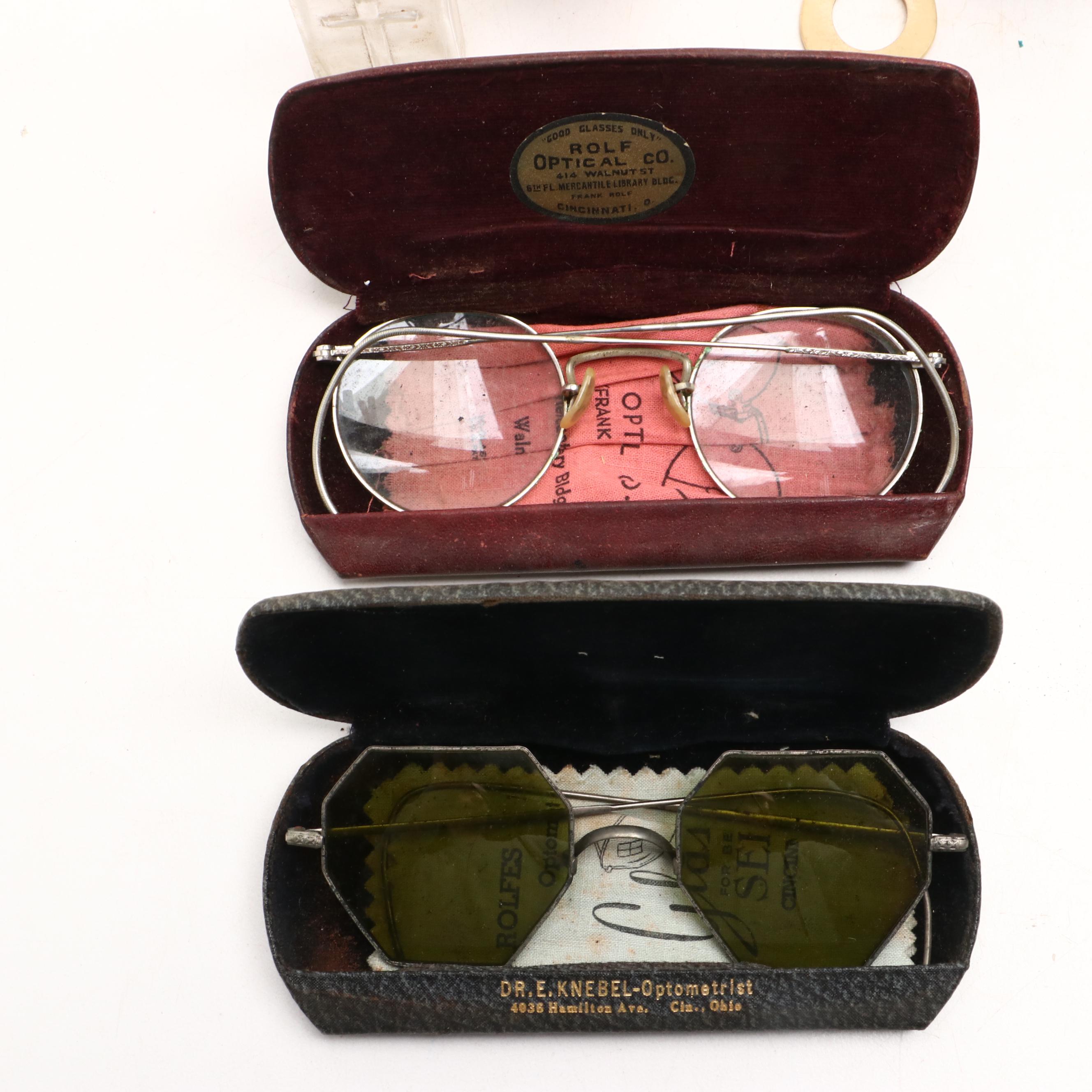 French Ivory and Celluloid Vanity Wares with Eyeglasses, Pens, Pin Dishes, More