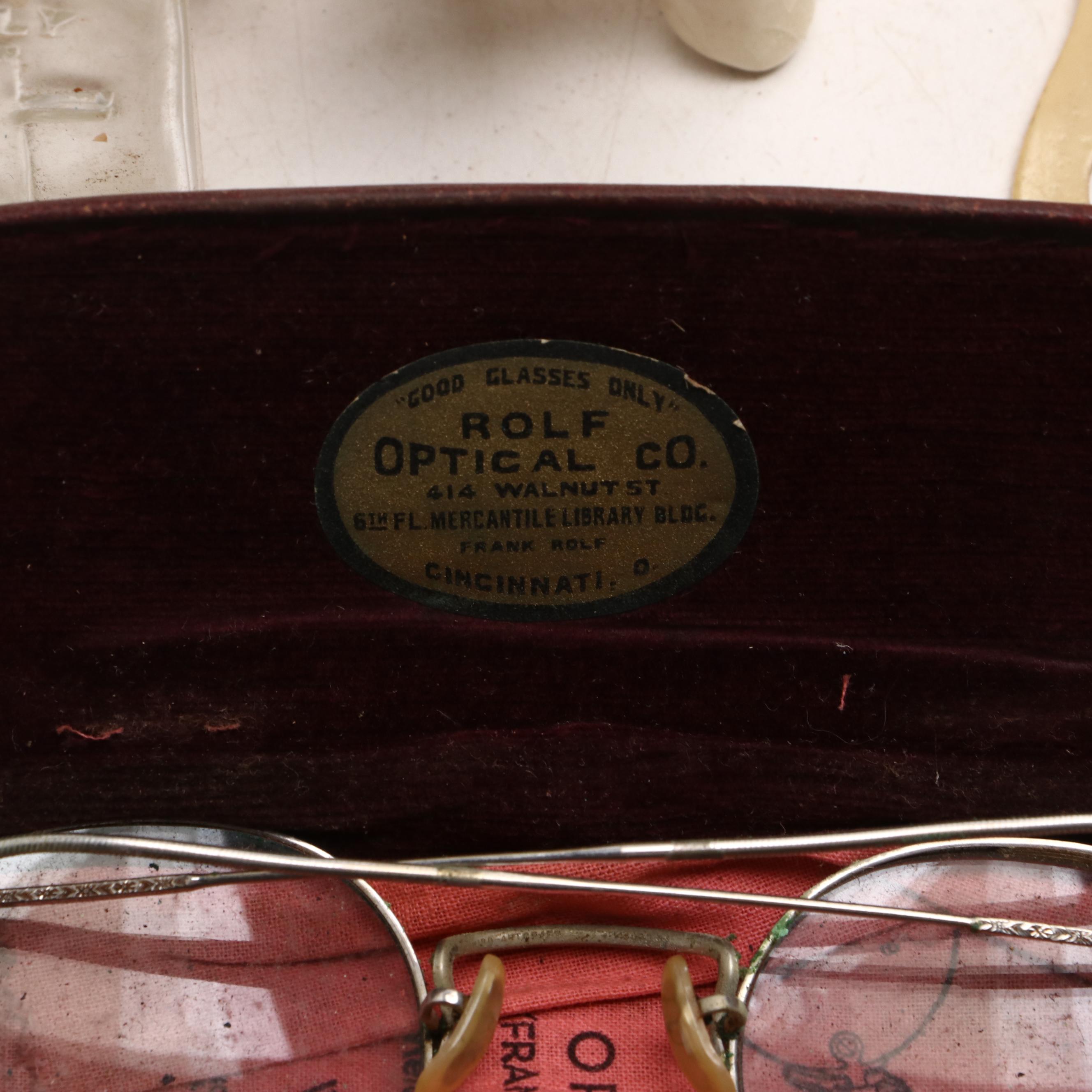 French Ivory and Celluloid Vanity Wares with Eyeglasses, Pens, Pin Dishes, More