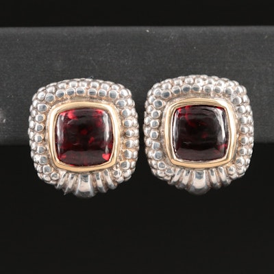 Sterling Garnet Solitaire Earrings with 18K Accents
