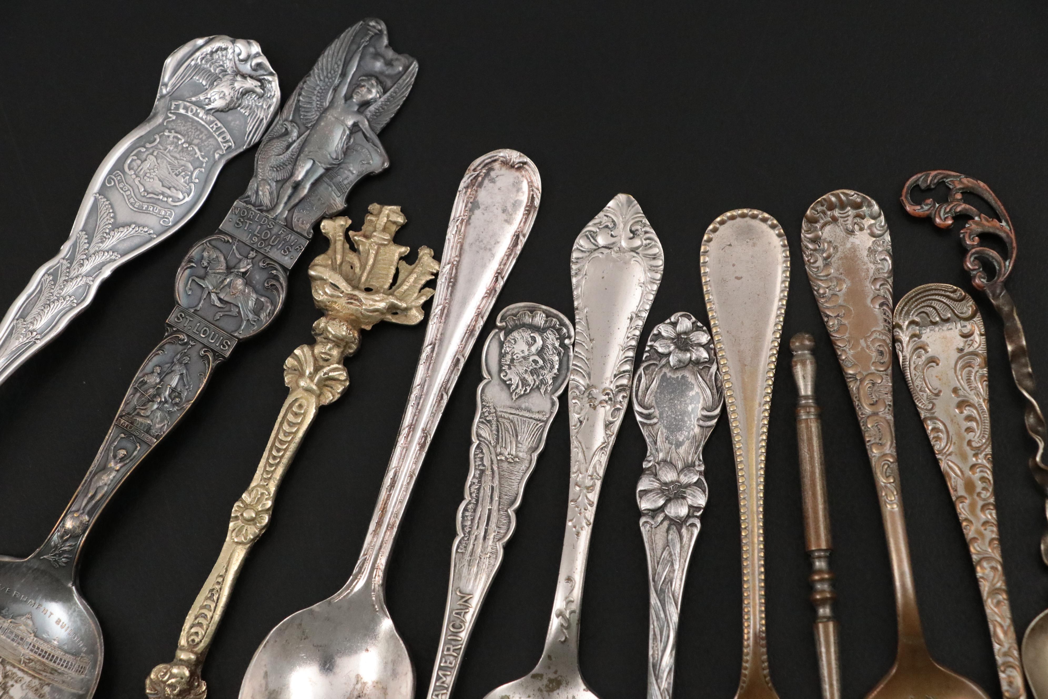 Art Deco Style Silver Plate Flatware With Other Utensils