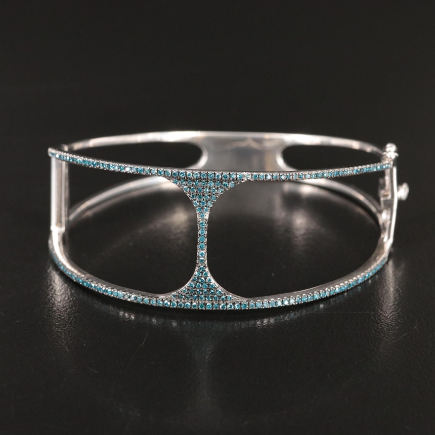 Sterling 0.76 CTW Lab Grown Fancy Blue Diamond Bracelet