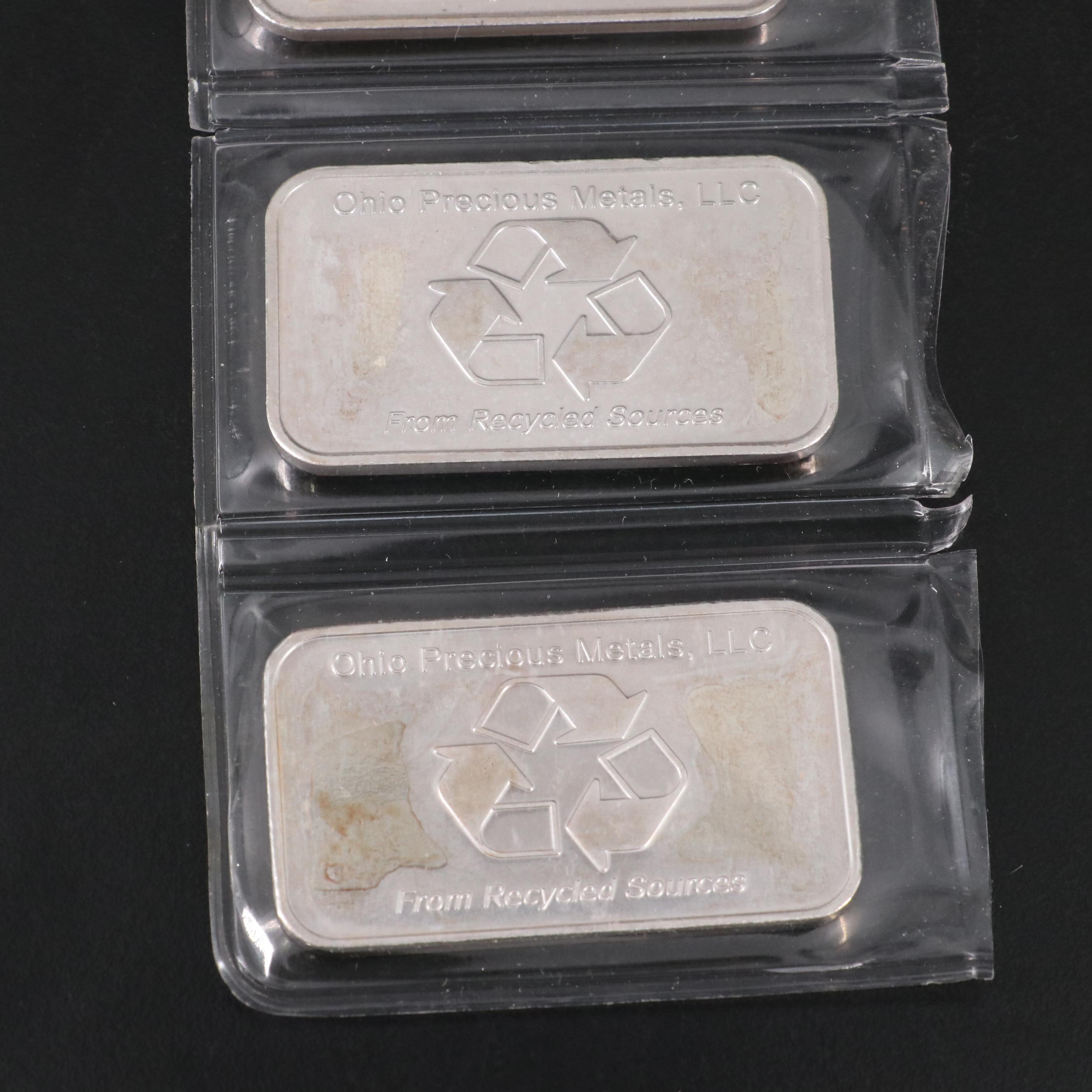 Group of Five OPM One Ounce Silver Bars