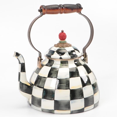Mackenzie-Childs "Courtly Check" Enameled Metal Tea Kettle