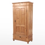 Danish Pine Farmer's Cabinet Style Wardrobe, Late 19th/Early 20th Century