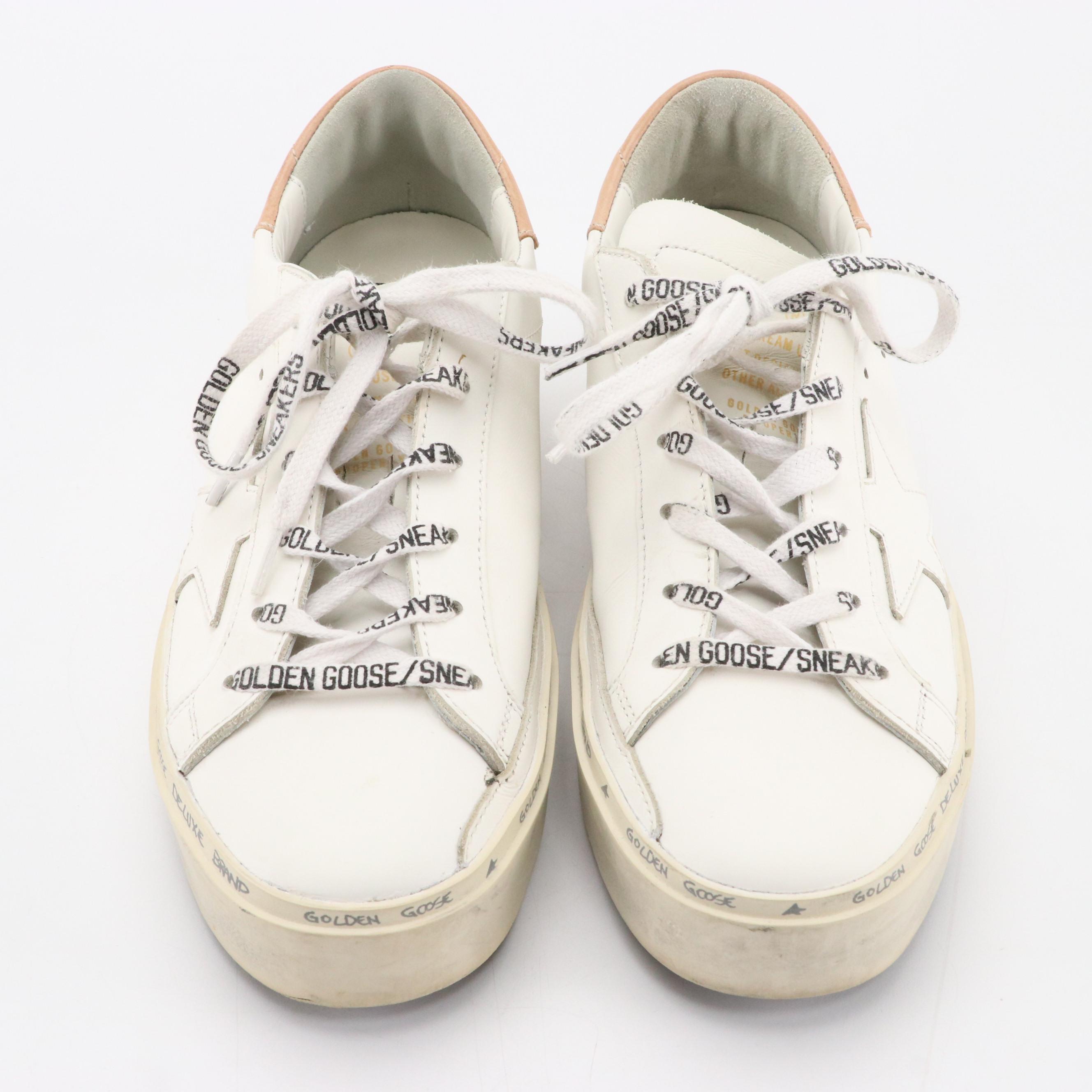 Golden Goose Hi Star Platform Lace-Up Sneakers in White/Turtledove/Ice With Box