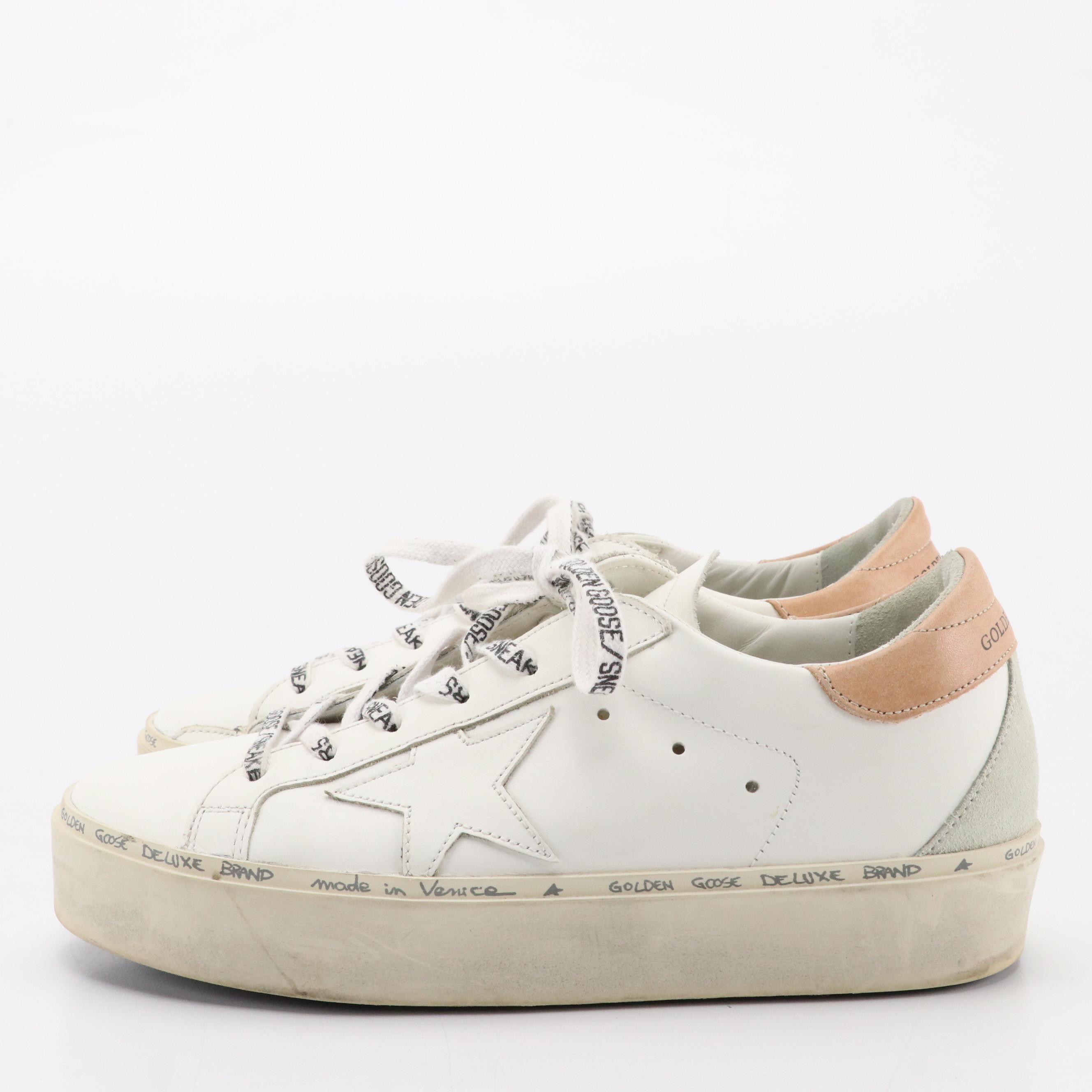 Golden Goose Hi Star Platform Lace-Up Sneakers in White/Turtledove/Ice With Box