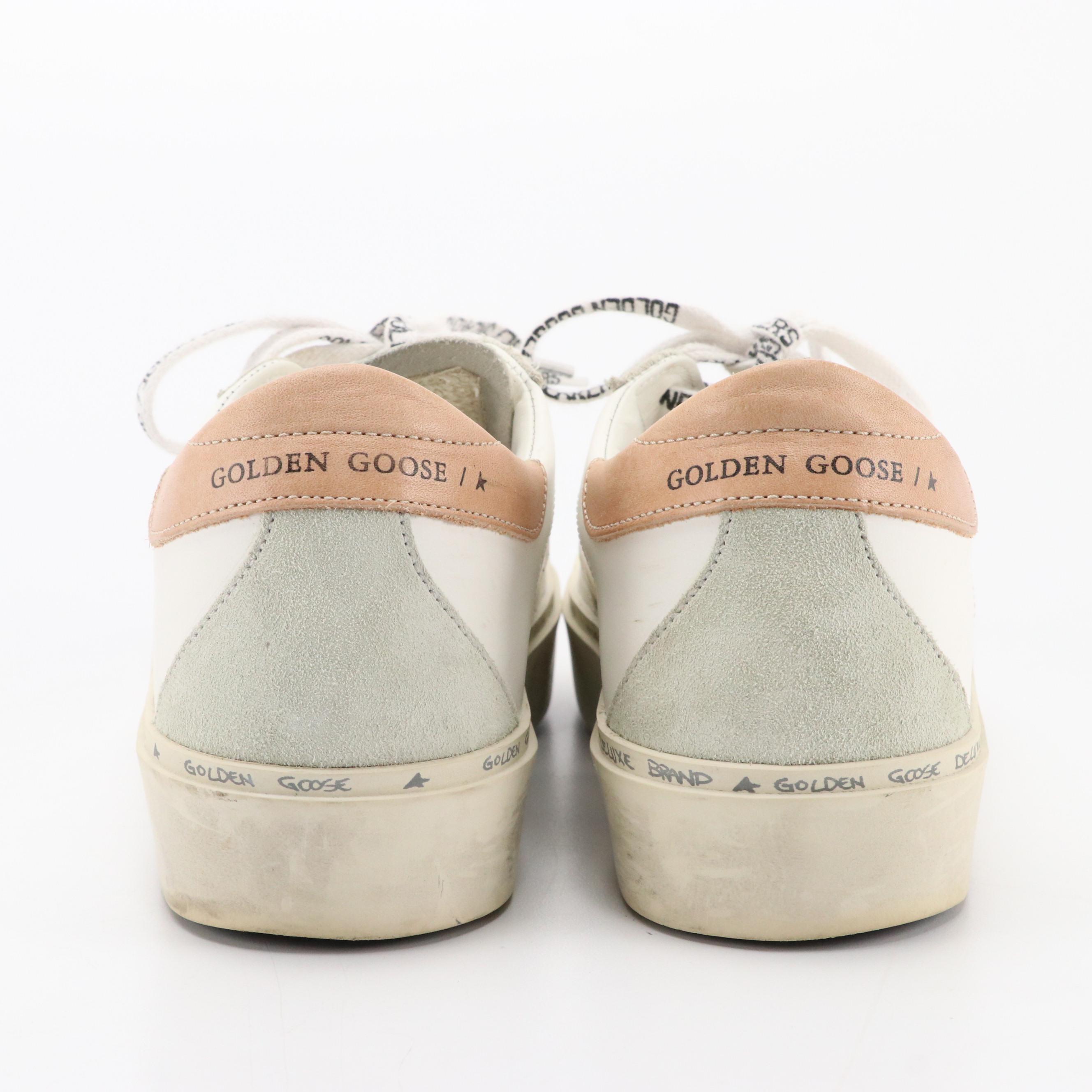 Golden Goose Hi Star Platform Lace-Up Sneakers in White/Turtledove/Ice With Box