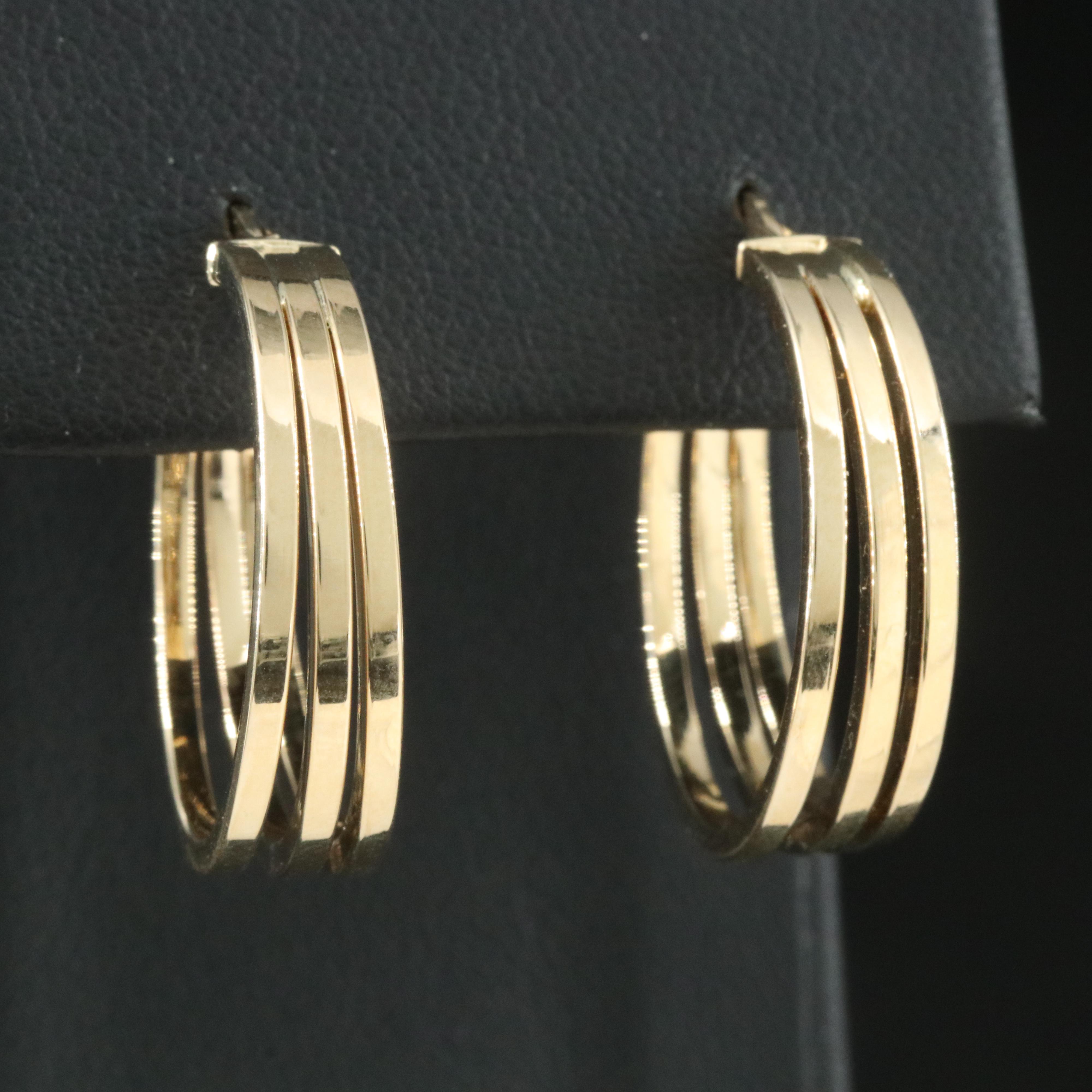 14K Triple Hoop Earrings