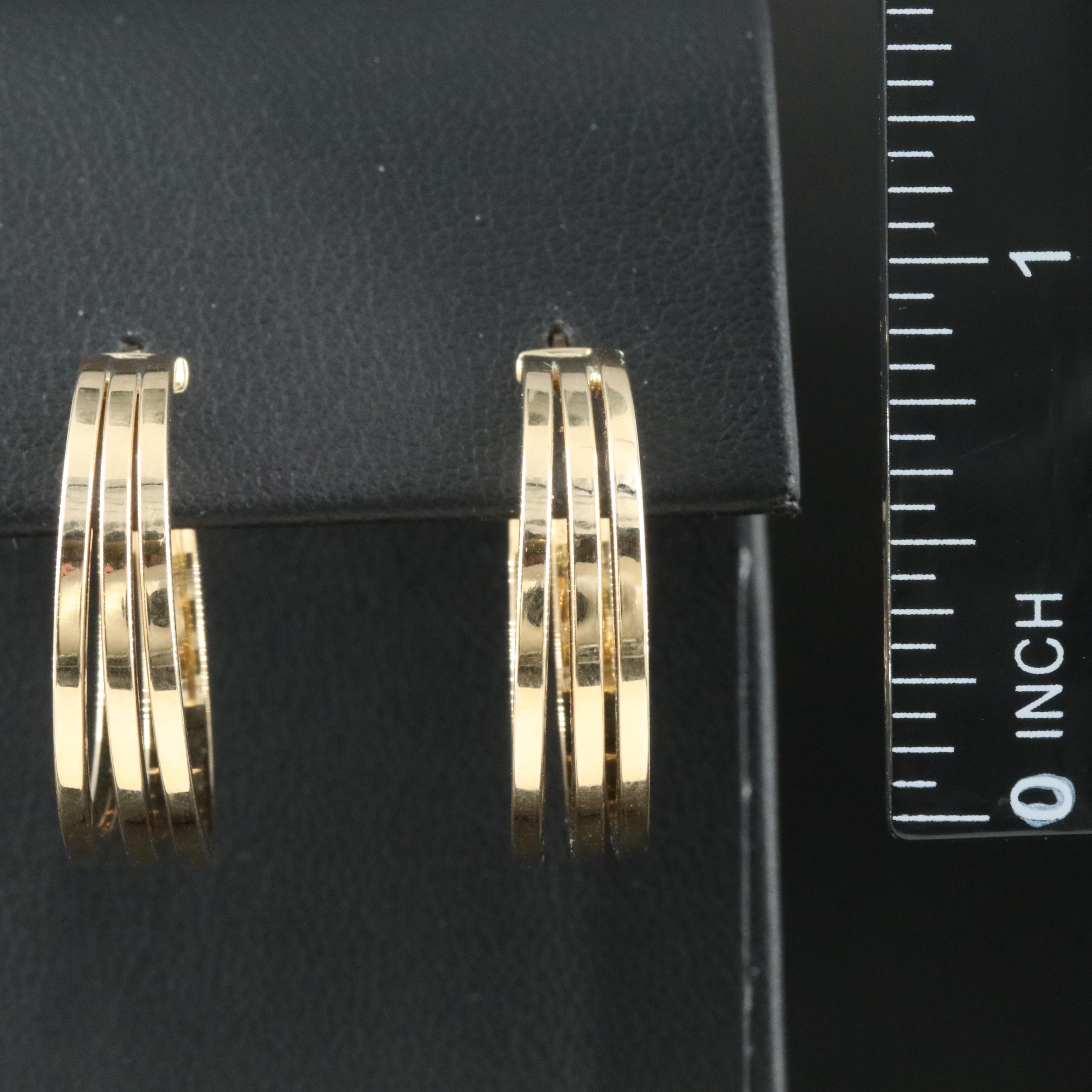 14K Triple Hoop Earrings