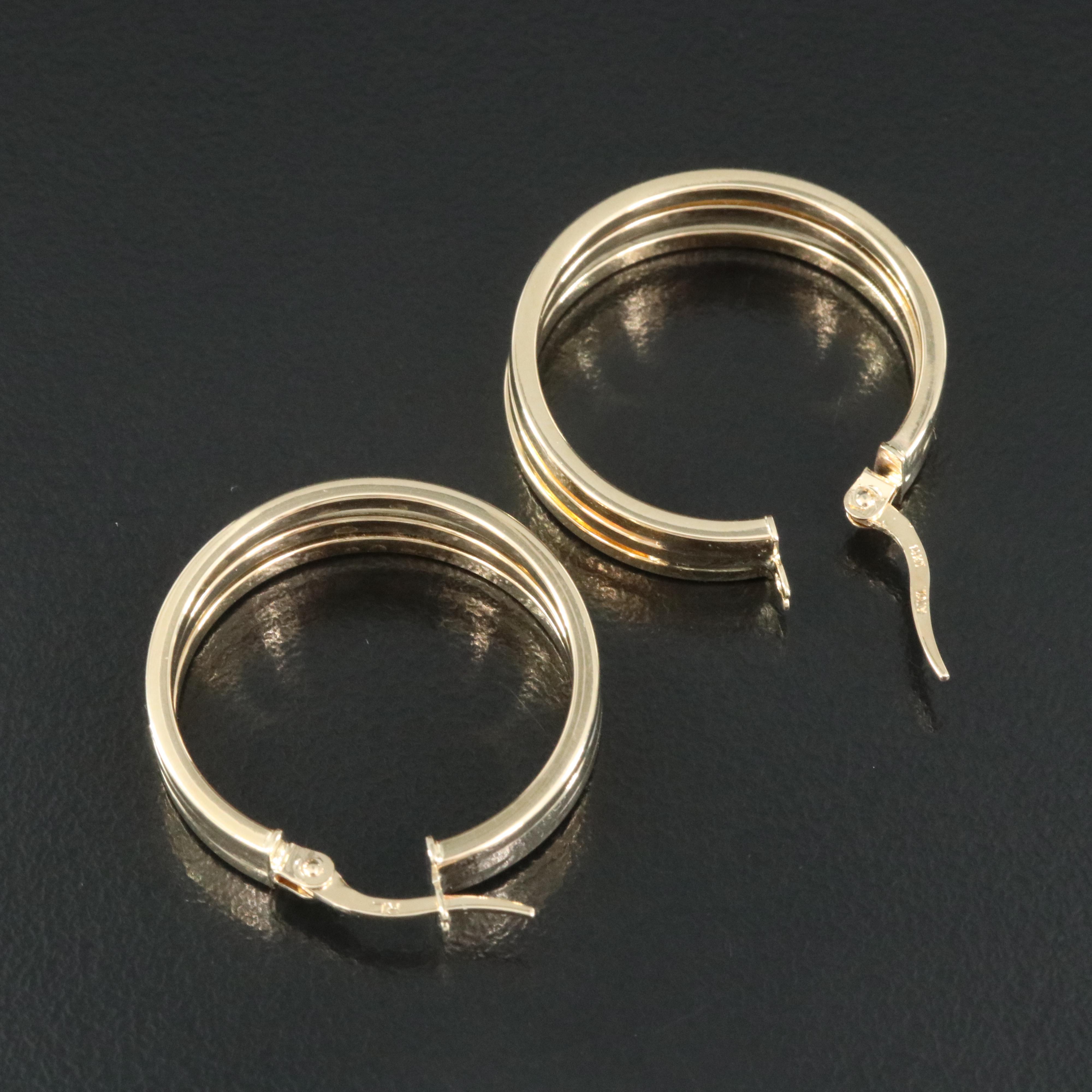 14K Triple Hoop Earrings