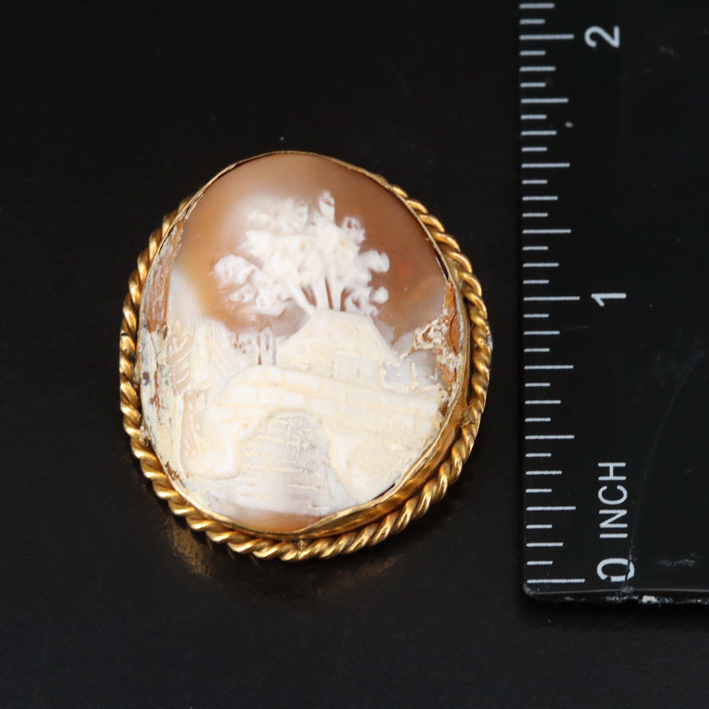 Vintage Shell Cameo Brooch