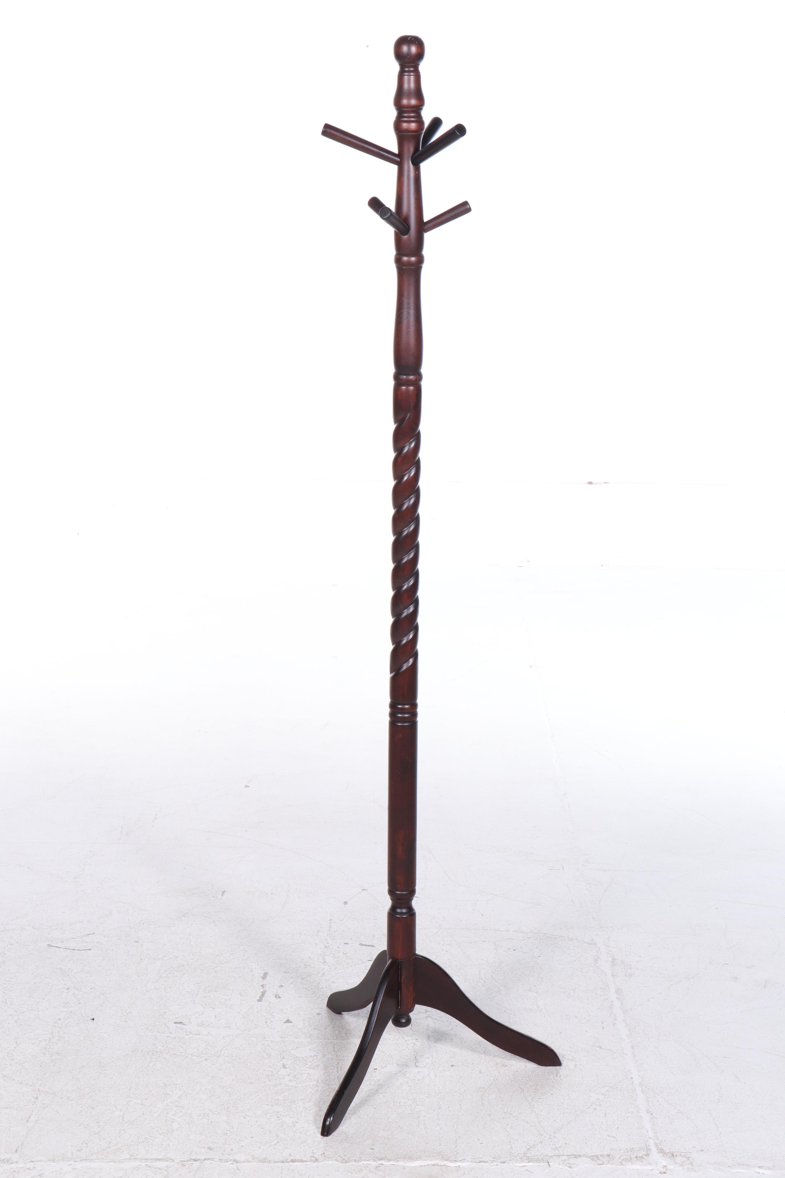 Victorian Style Mahogany Finish Style Valet Stand and Coat Rack