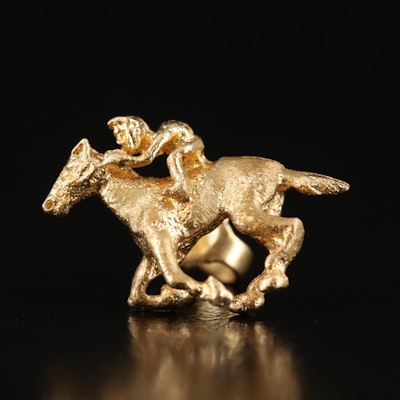 14K Horse and Rider Single Stud Earring