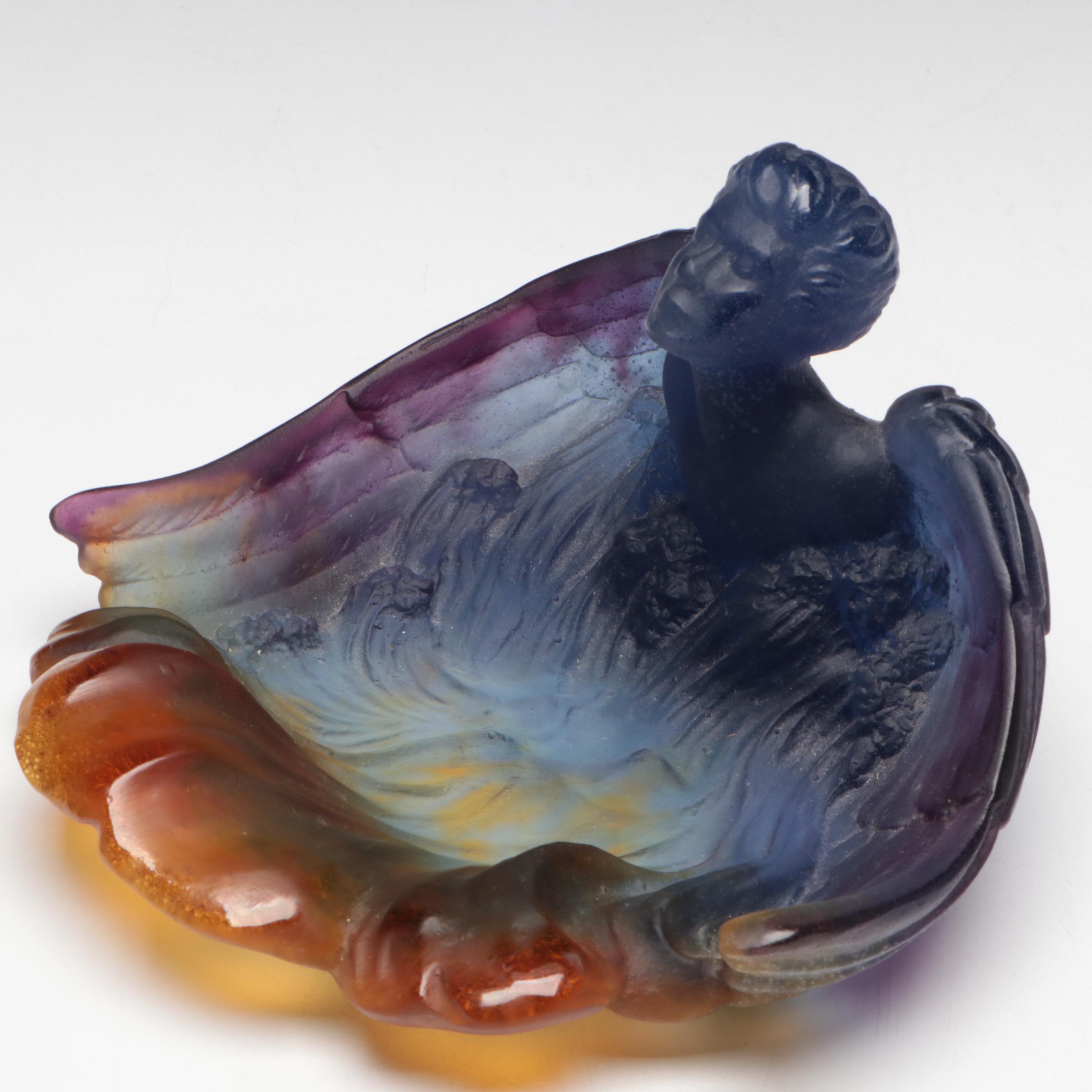 Daum France Pate De Verre Angel Coupelle